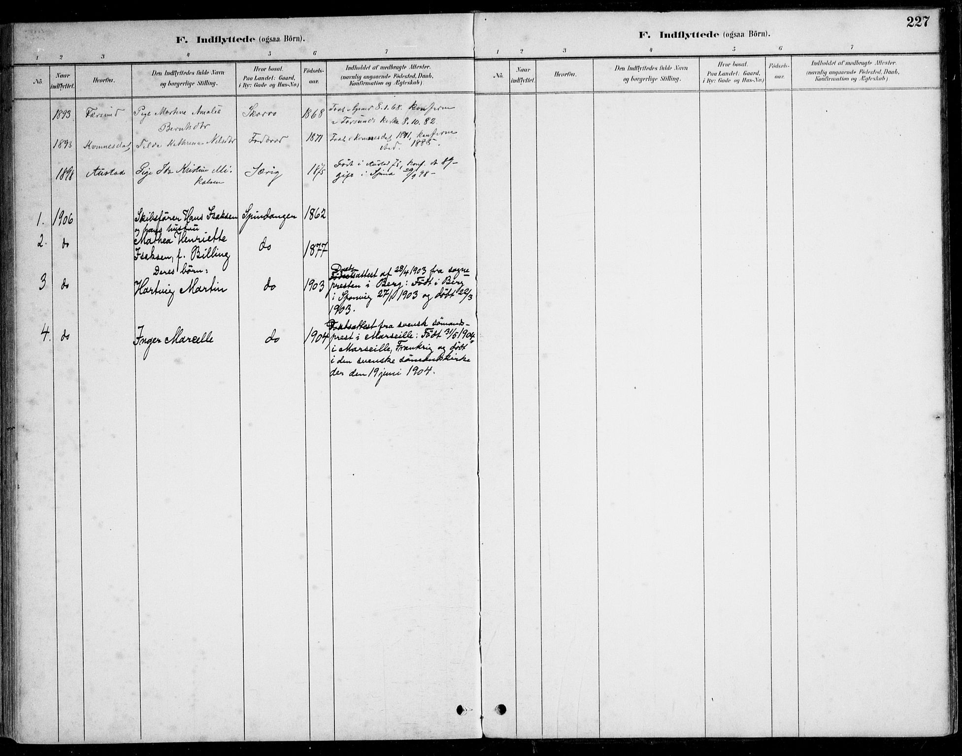 Herad sokneprestkontor, SAK/1111-0018/F/Fa/Fab/L0005: Parish register (official) no. A 5, 1886-1913, p. 227
