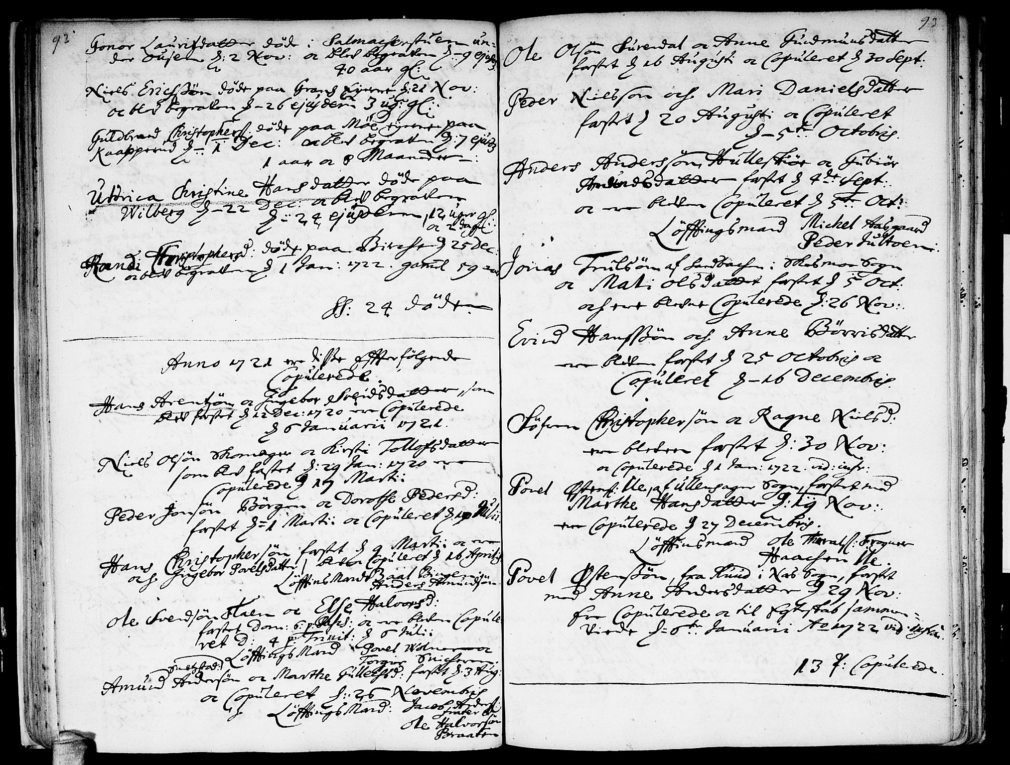 Sørum prestekontor Kirkebøker, AV/SAO-A-10303/F/Fa/L0001: Parish register (official) no. I 1, 1710-1730, p. 92-93