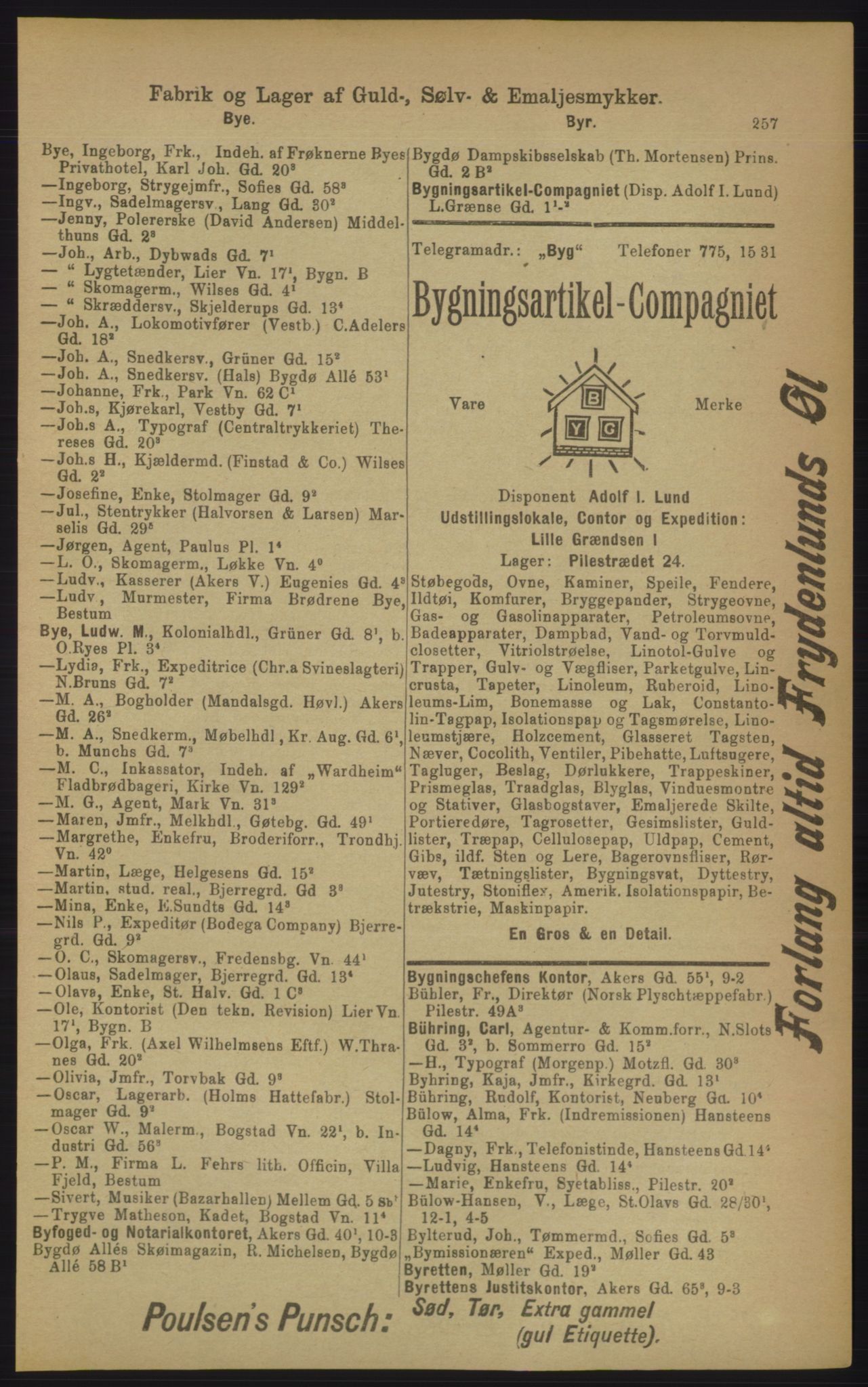 Kristiania/Oslo adressebok, PUBL/-, 1906, p. 257