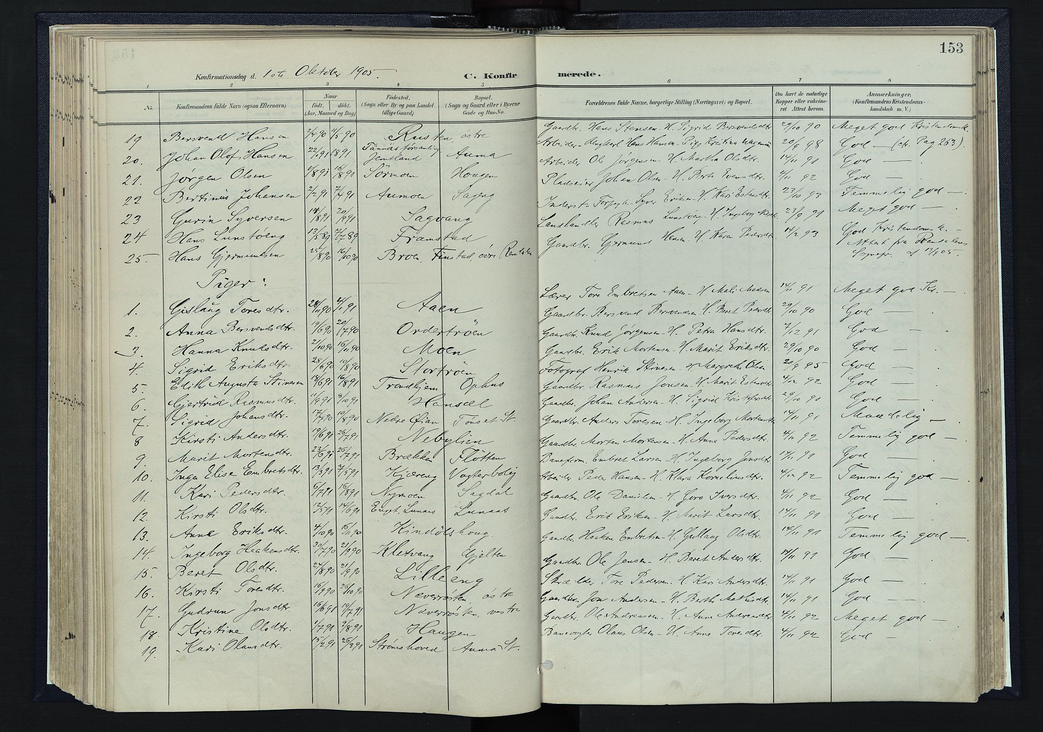 Tynset prestekontor, SAH/PREST-058/H/Ha/Haa/L0025: Parish register (official) no. 25, 1900-1914, p. 153