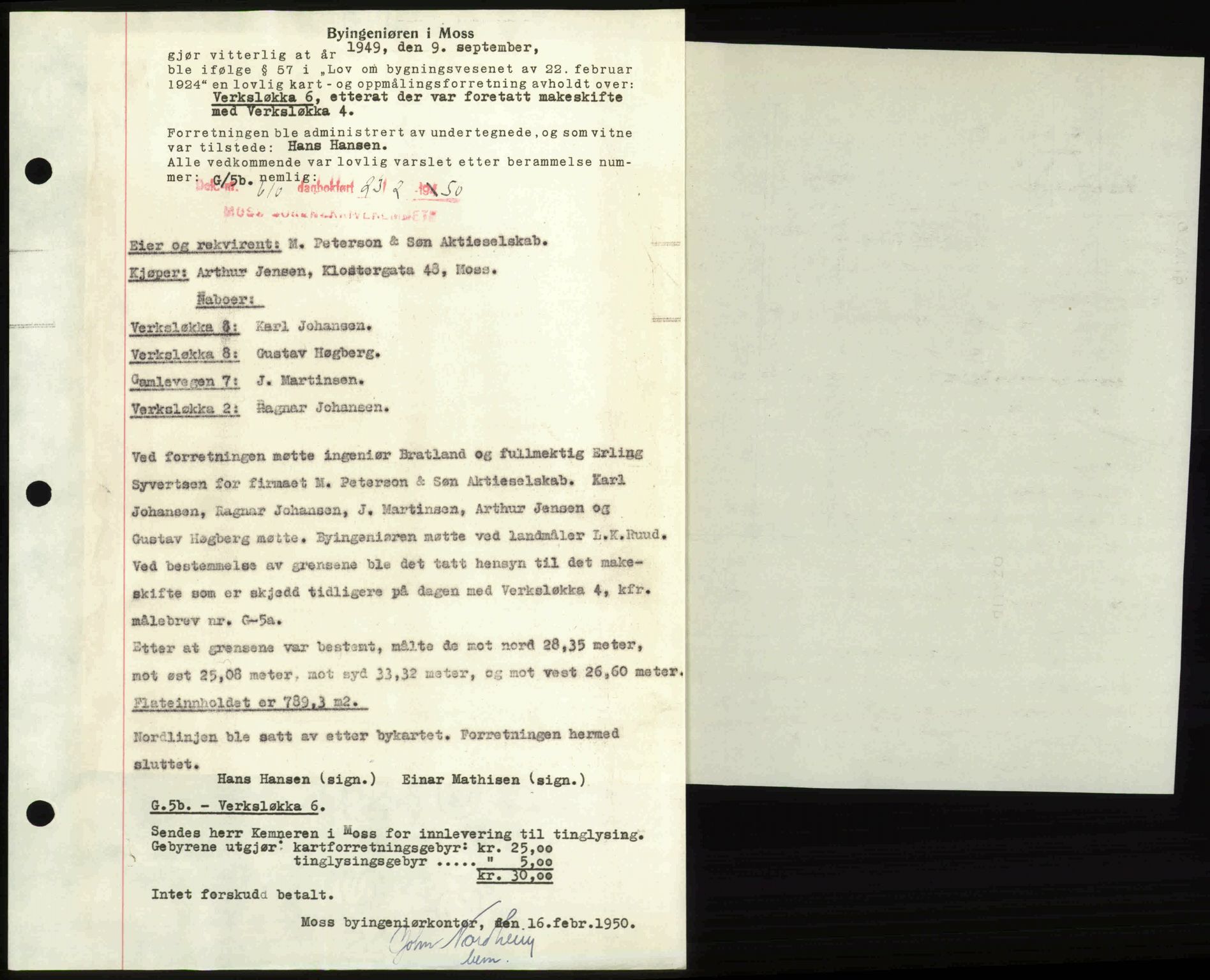 Moss sorenskriveri, SAO/A-10168: Mortgage book no. A25, 1950-1950, Diary no: : 610/1950