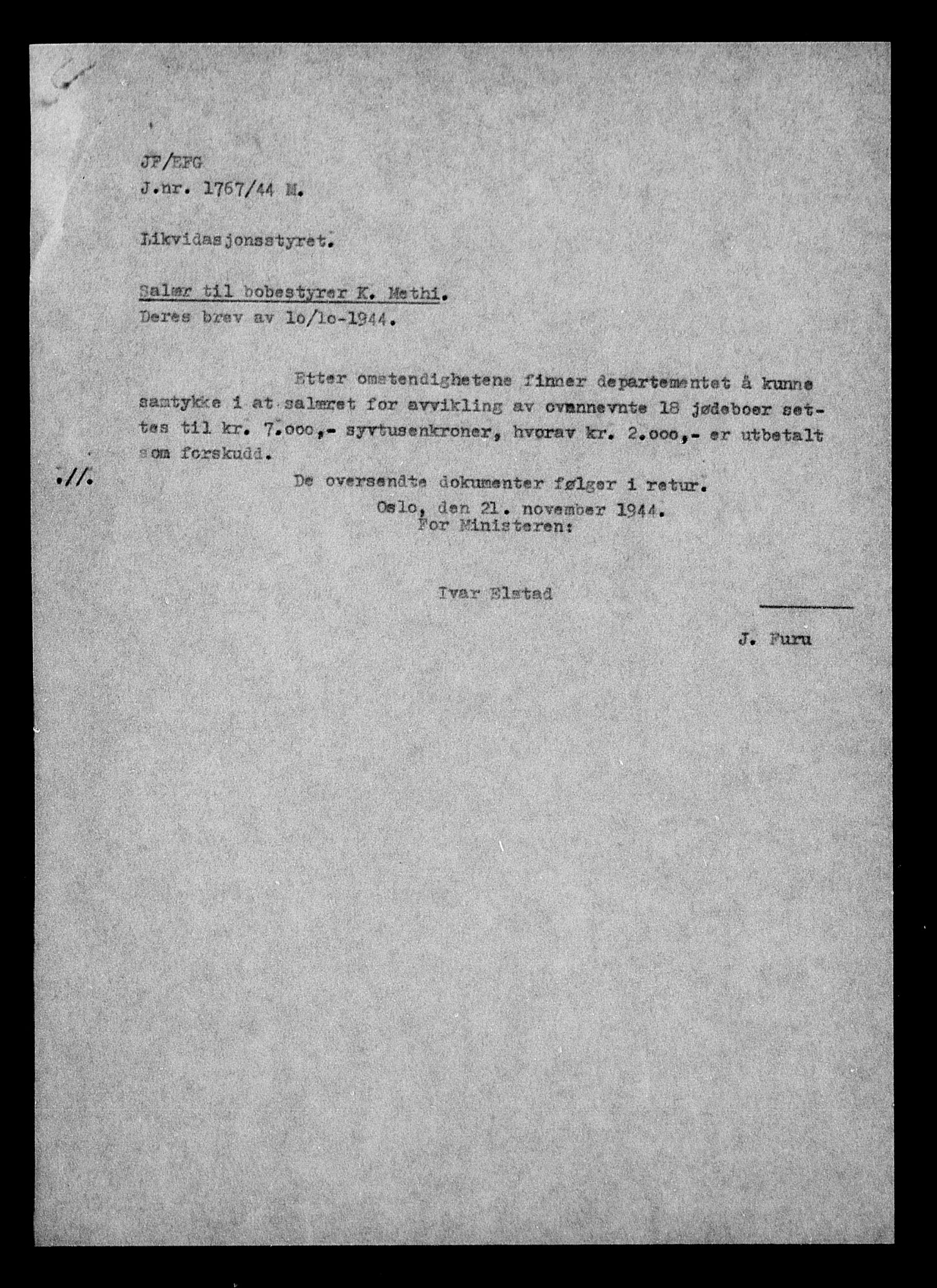 Justisdepartementet, Tilbakeføringskontoret for inndratte formuer, AV/RA-S-1564/H/Hc/Hcc/L0984: --, 1945-1947, p. 479