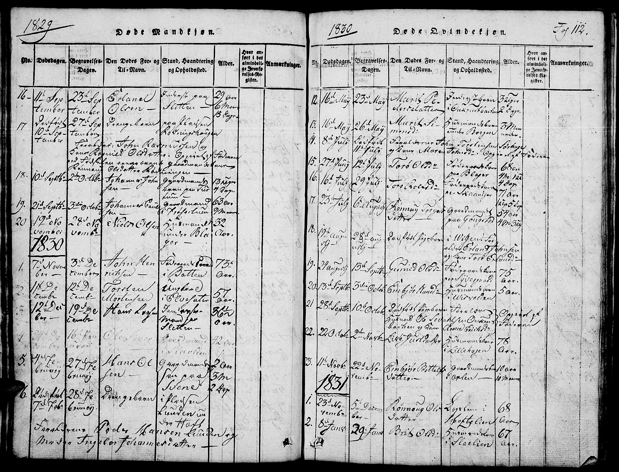 Lom prestekontor, SAH/PREST-070/L/L0001: Parish register (copy) no. 1, 1815-1836, p. 112