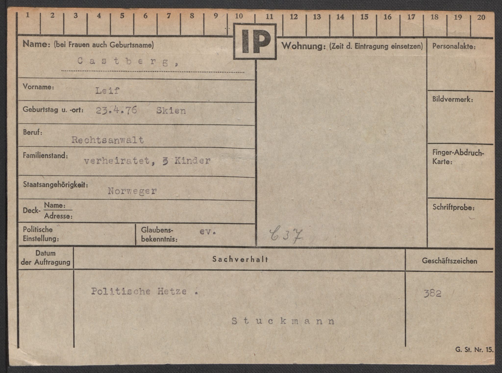 Befehlshaber der Sicherheitspolizei und des SD, AV/RA-RAFA-5969/E/Ea/Eaa/L0002: Register over norske fanger i Møllergata 19: Bj-Eng, 1940-1945, p. 681