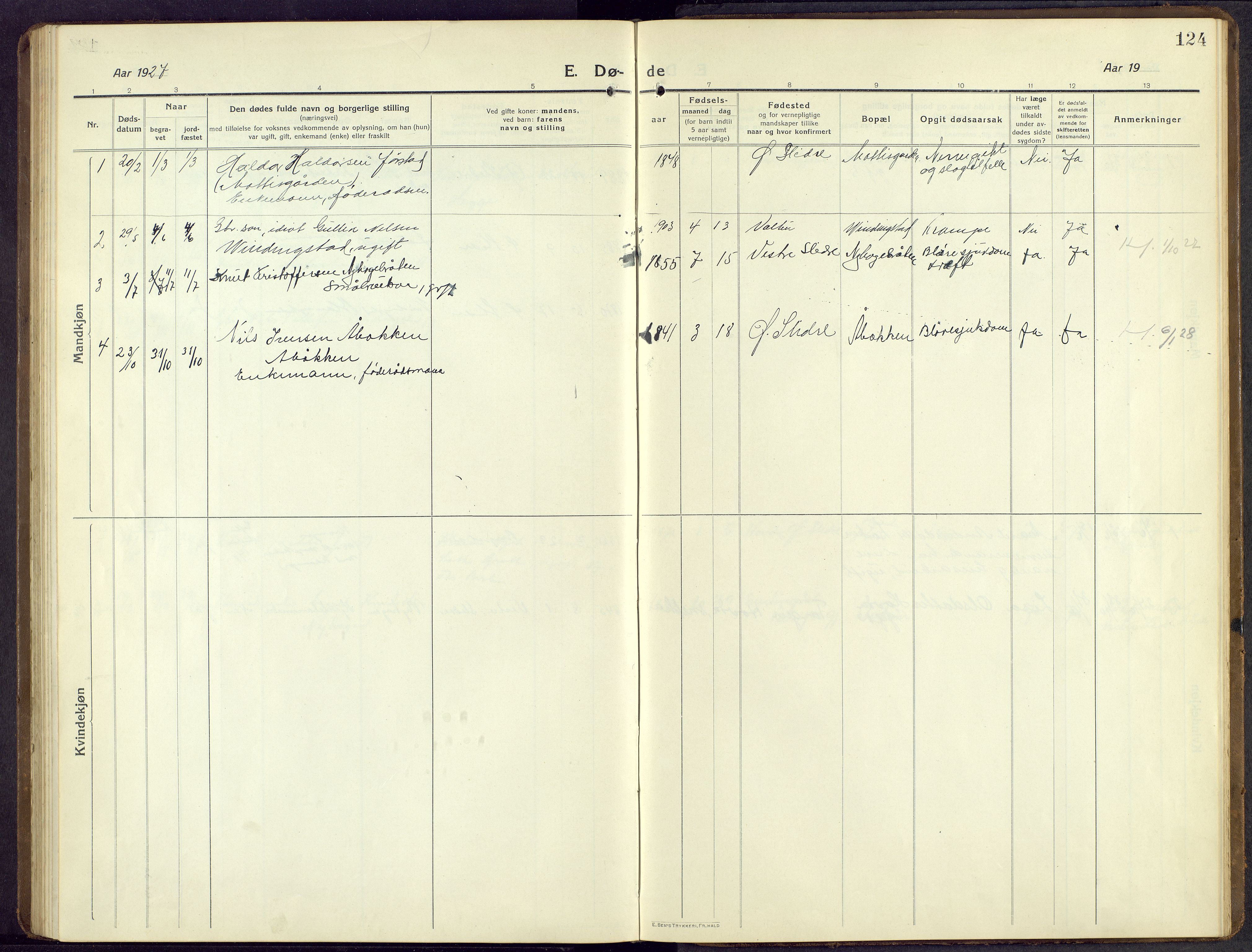 Øystre Slidre prestekontor, AV/SAH-PREST-138/H/Ha/Hab/L0009: Parish register (copy) no. 9, 1917-1952, p. 124