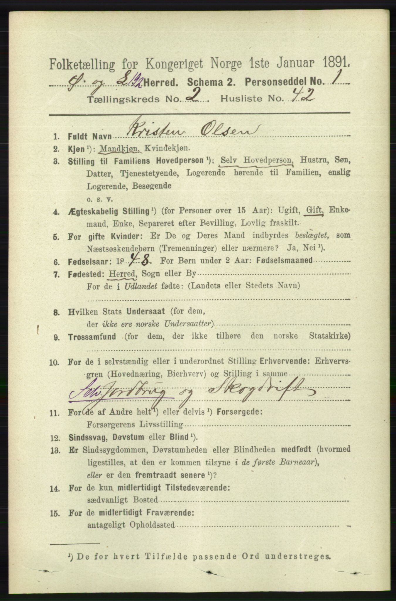 RA, 1891 census for 1021 Øyslebø og Laudal, 1891, p. 689