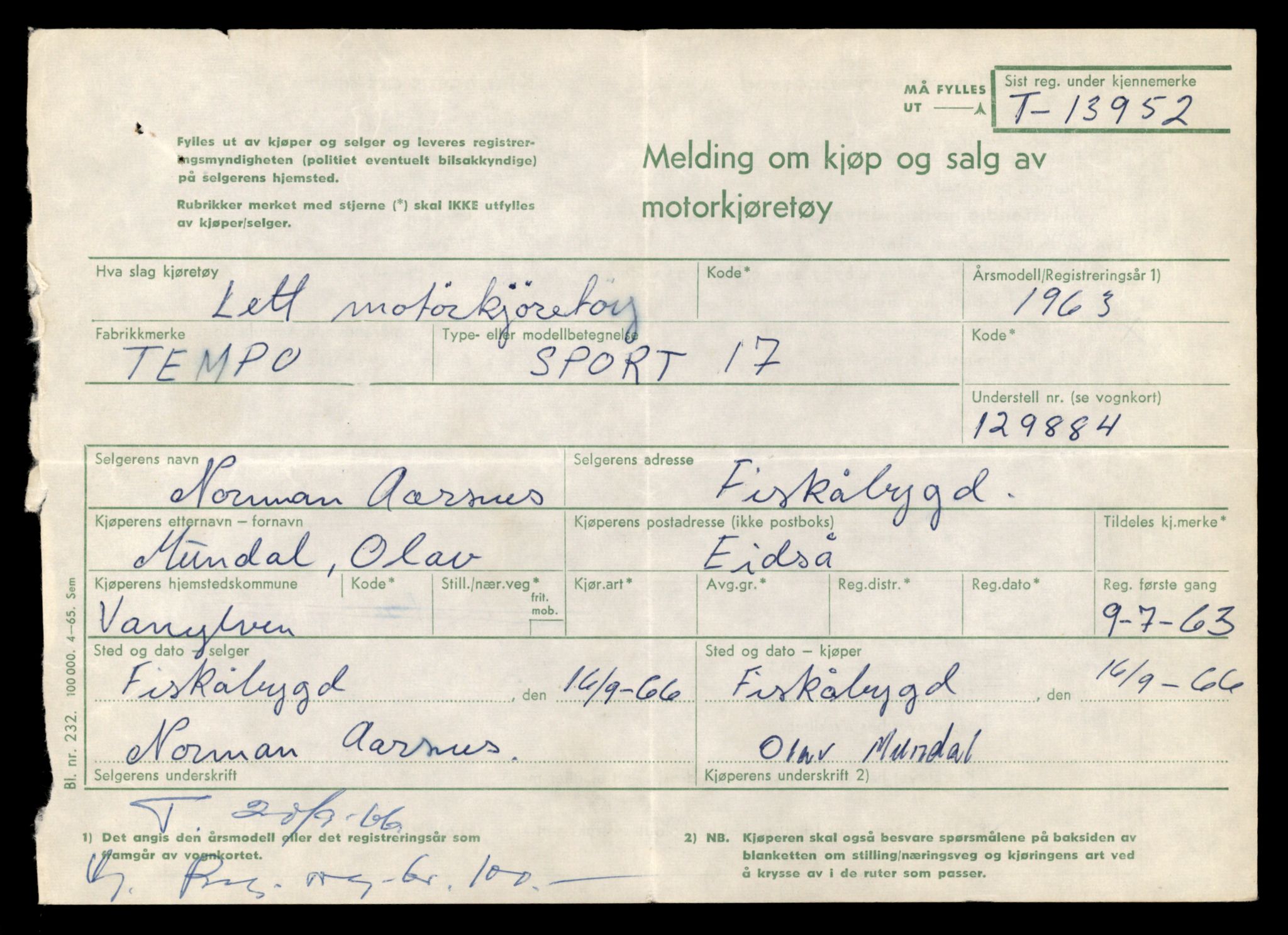 Møre og Romsdal vegkontor - Ålesund trafikkstasjon, AV/SAT-A-4099/F/Fe/L0042: Registreringskort for kjøretøy T 13906 - T 14079, 1927-1998, p. 783