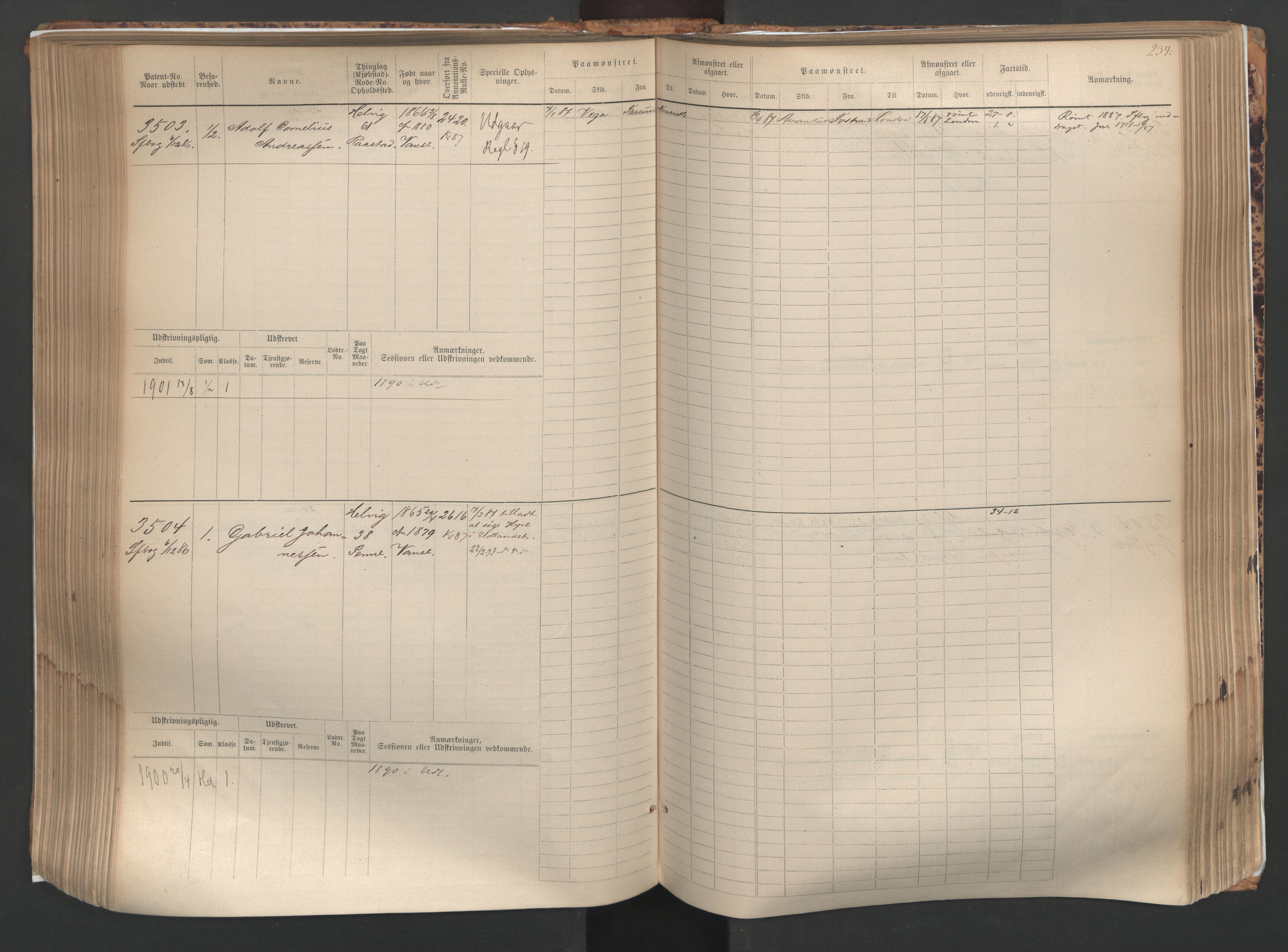 Farsund mønstringskrets, SAK/2031-0017/F/Fb/L0005: Hovedrulle nr 3041-3804, M-8, 1883-1930, p. 237