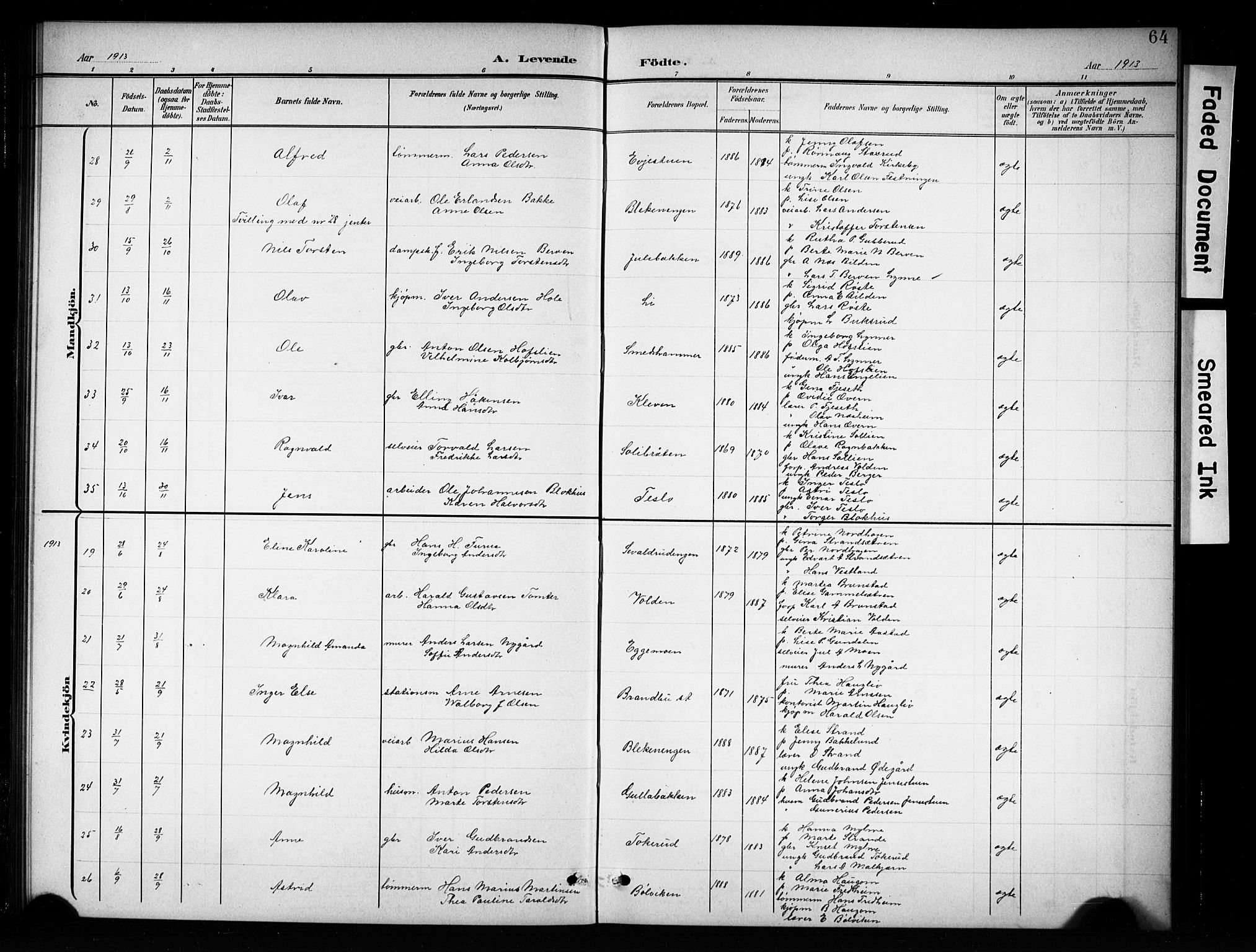 Brandbu prestekontor, AV/SAH-PREST-114/H/Ha/Hab/L0005: Parish register (copy) no. 5, 1900-1913, p. 64