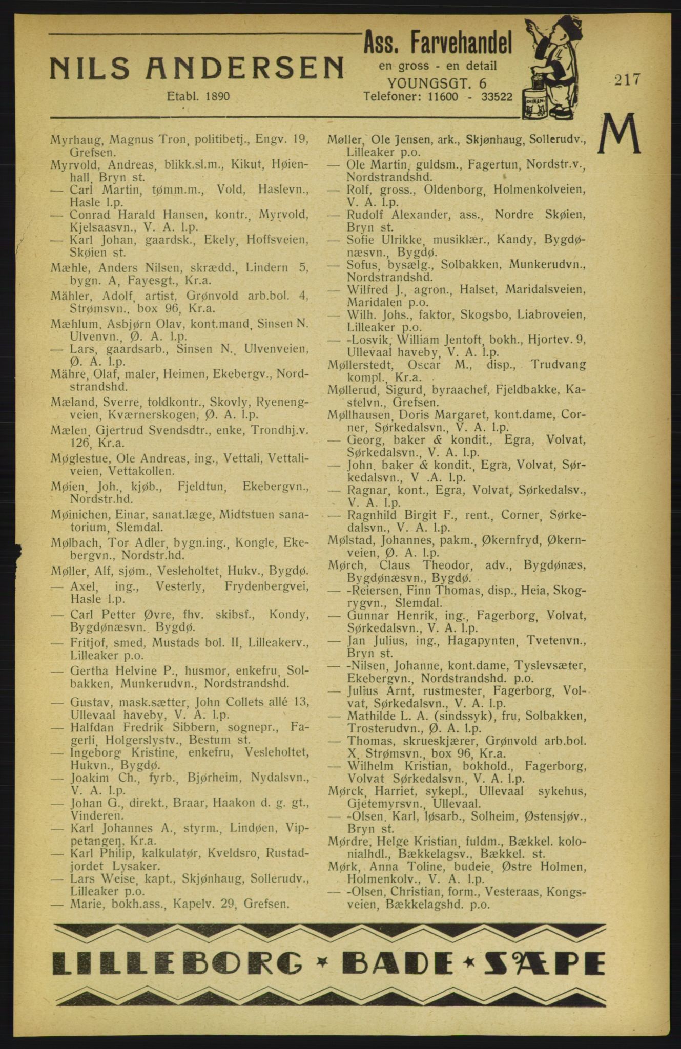 Aker adressebok/adressekalender, PUBL/001/A/002: Akers adressekalender, 1922, p. 217
