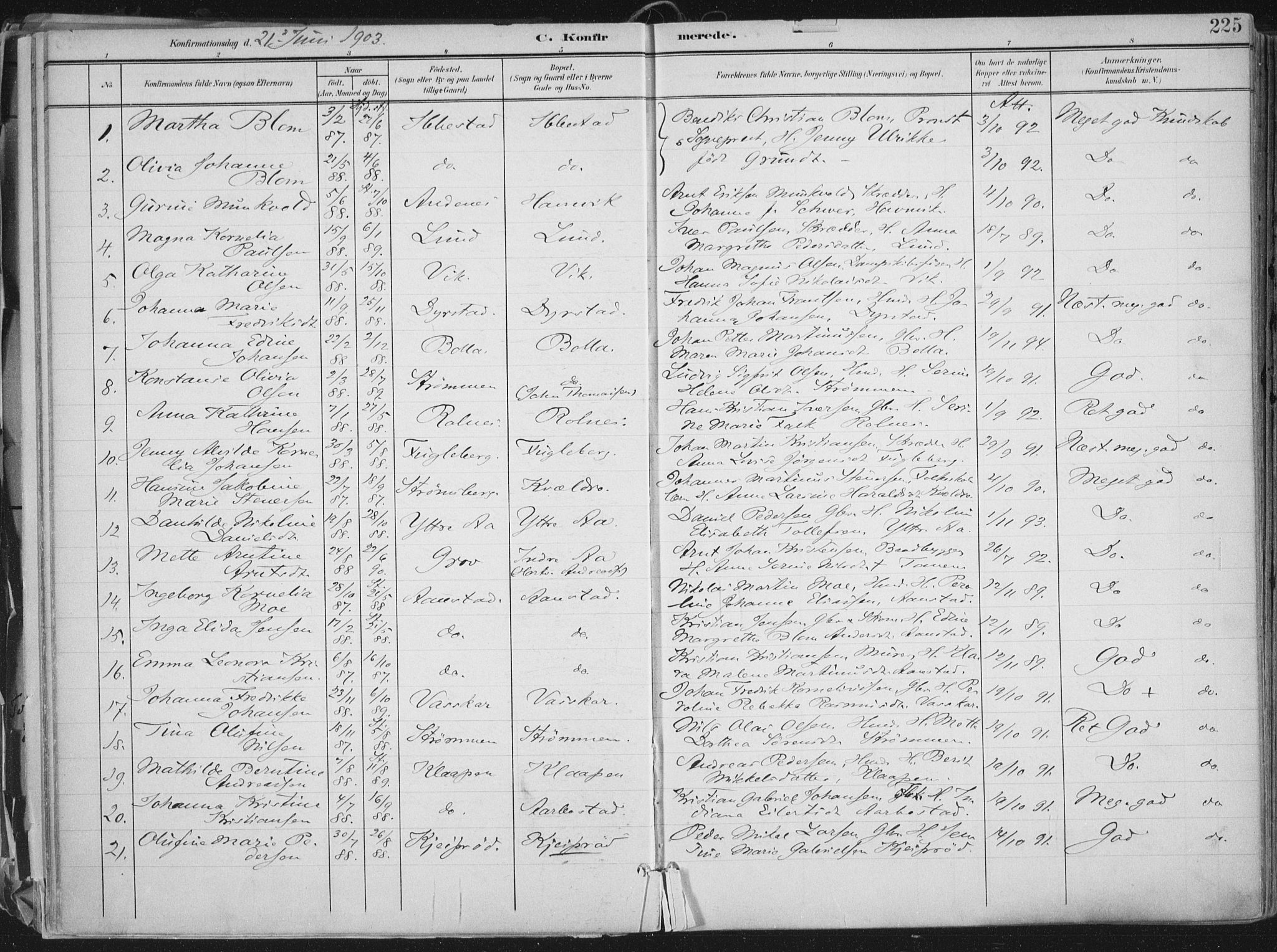 Ibestad sokneprestembete, AV/SATØ-S-0077/H/Ha/Haa/L0017kirke: Parish register (official) no. 17, 1901-1914, p. 225