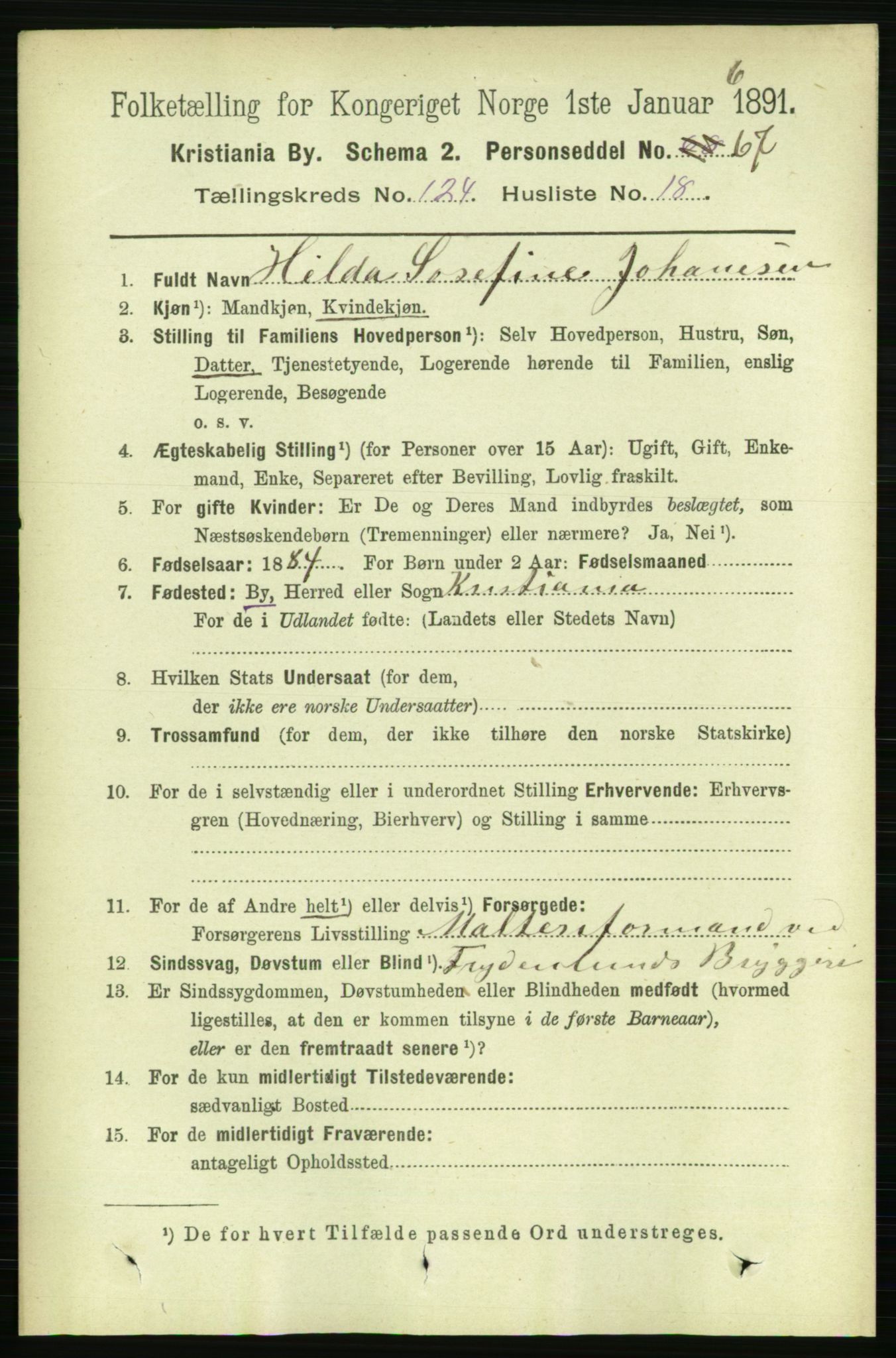 RA, 1891 census for 0301 Kristiania, 1891, p. 65648