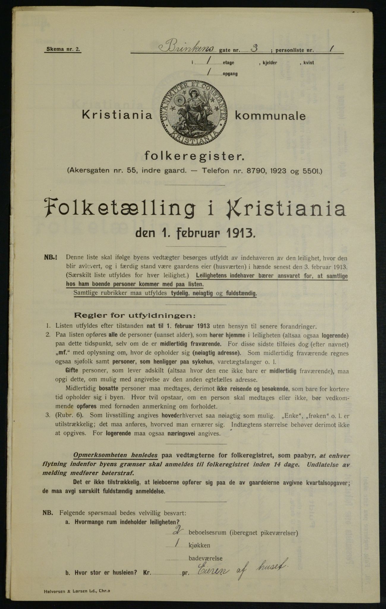 OBA, Municipal Census 1913 for Kristiania, 1913, p. 8685