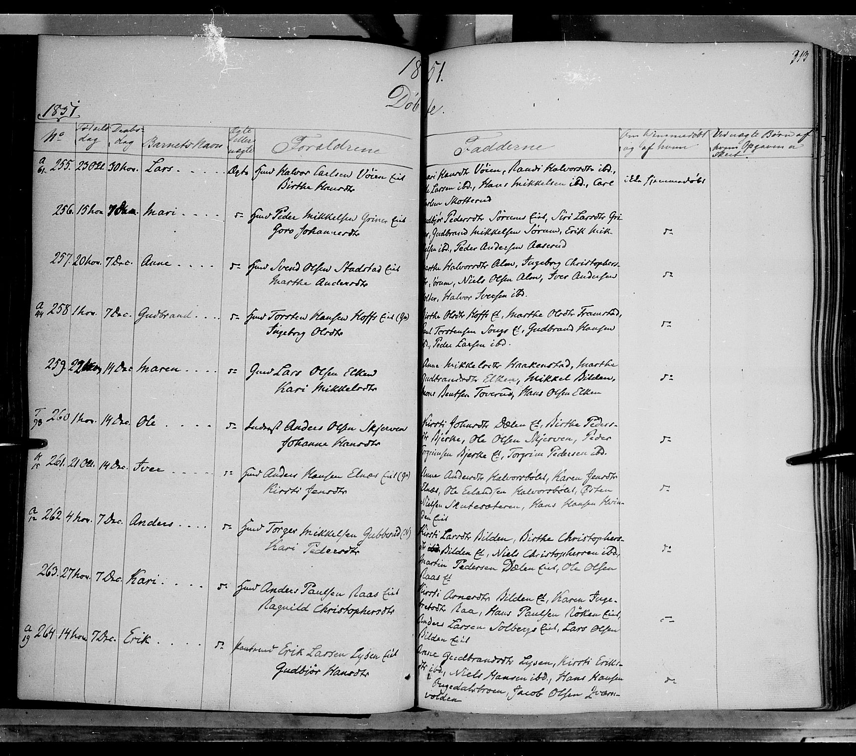 Gran prestekontor, AV/SAH-PREST-112/H/Ha/Haa/L0011: Parish register (official) no. 11, 1842-1856, p. 312-313