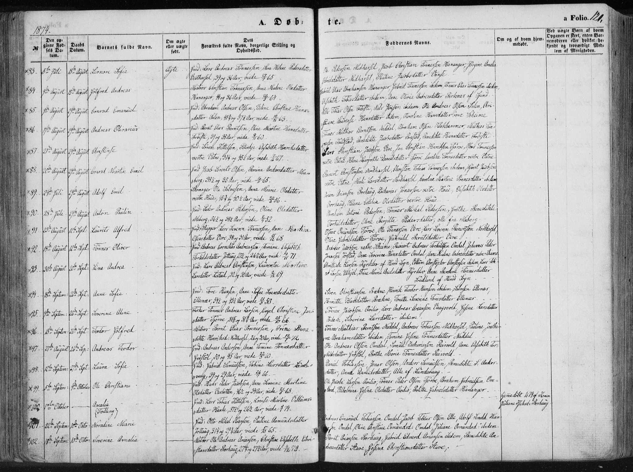 Lista sokneprestkontor, AV/SAK-1111-0027/F/Fa/L0011: Parish register (official) no. A 11, 1861-1878, p. 120