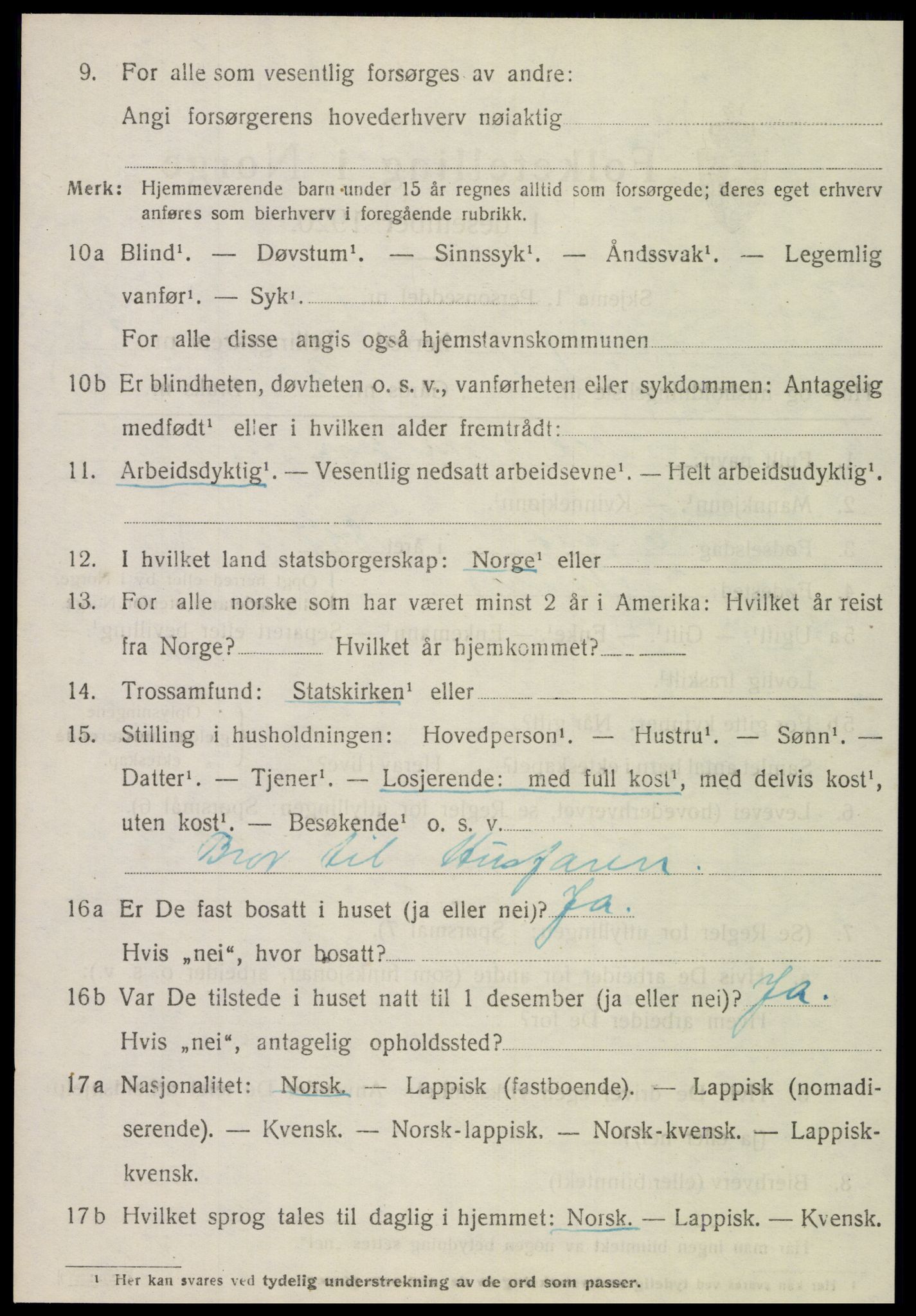 SAT, 1920 census for Meløy, 1920, p. 4416