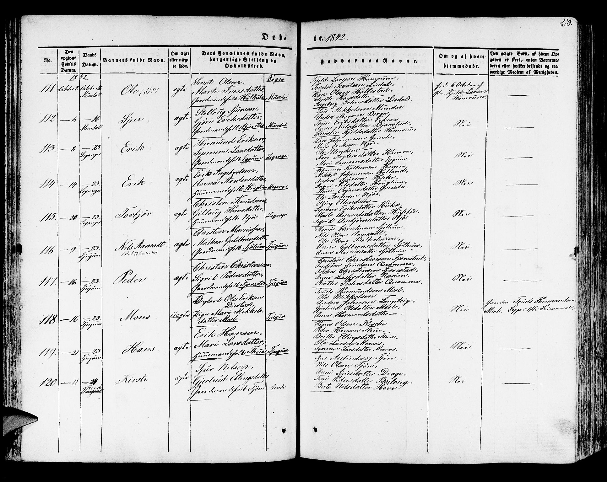 Leikanger sokneprestembete, AV/SAB-A-81001/H/Haa/Haaa/L0007: Parish register (official) no. A 7, 1838-1851, p. 50