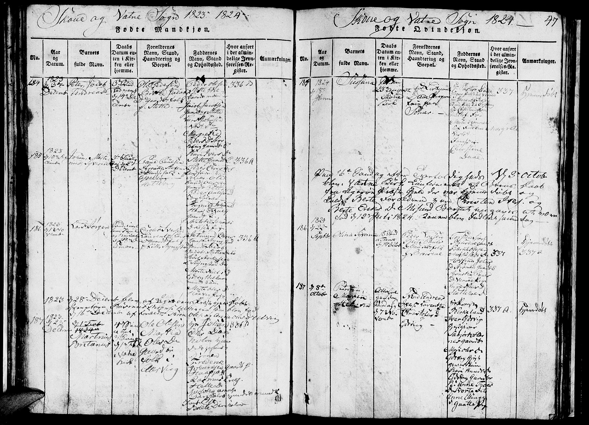 Ministerialprotokoller, klokkerbøker og fødselsregistre - Møre og Romsdal, SAT/A-1454/524/L0360: Parish register (copy) no. 524C01, 1816-1830, p. 47