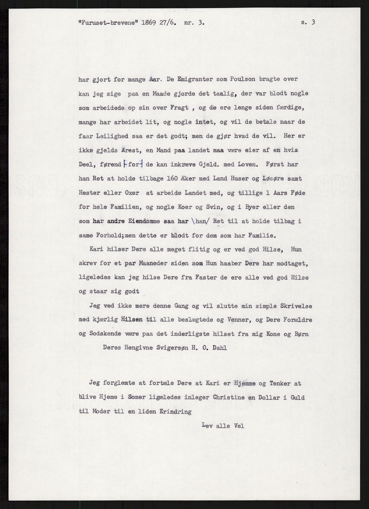 Samlinger til kildeutgivelse, Amerikabrevene, AV/RA-EA-4057/F/L0007: Innlån fra Hedmark: Berg - Furusetbrevene, 1838-1914, p. 463