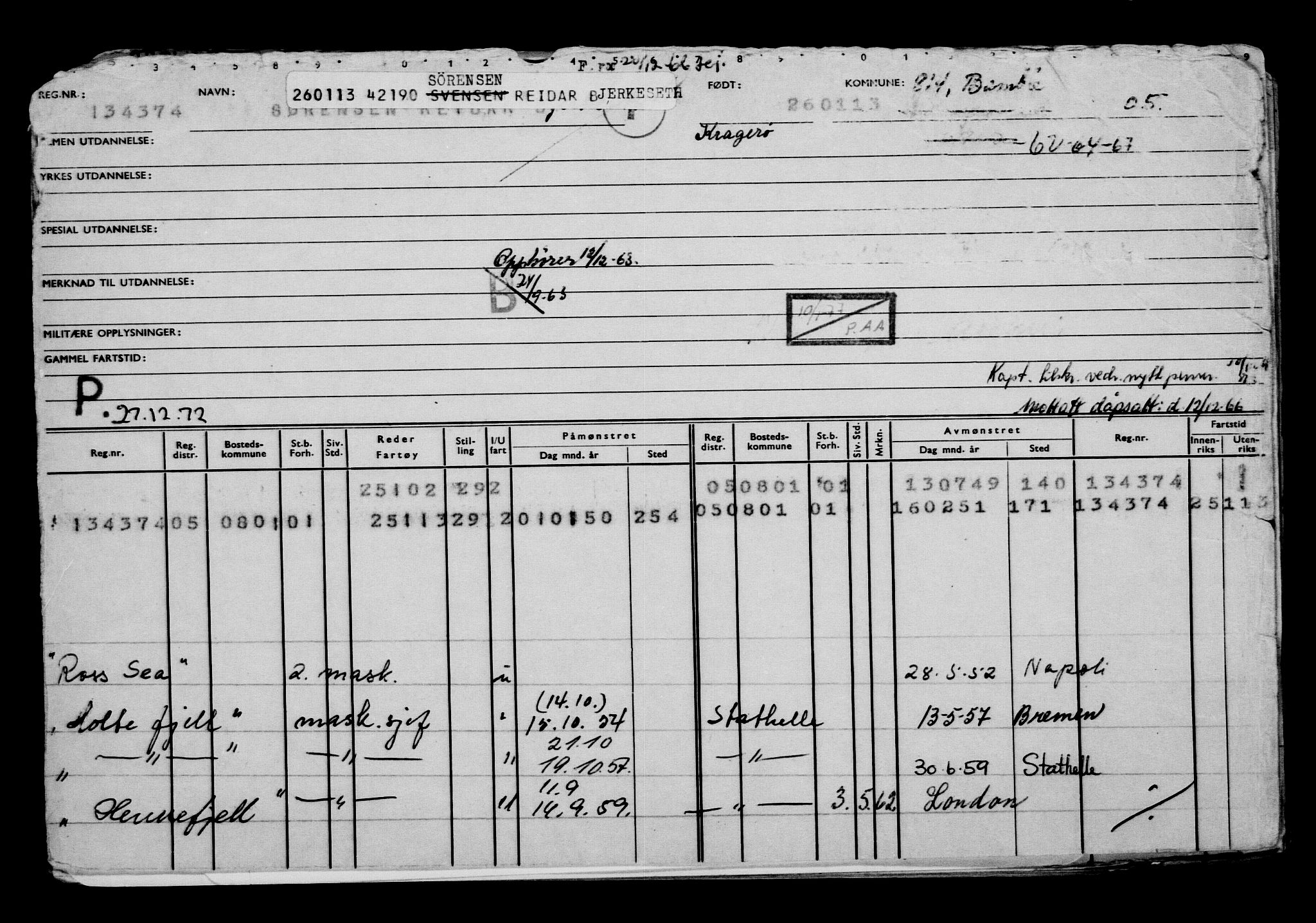 Direktoratet for sjømenn, AV/RA-S-3545/G/Gb/L0110: Hovedkort, 1913, p. 245