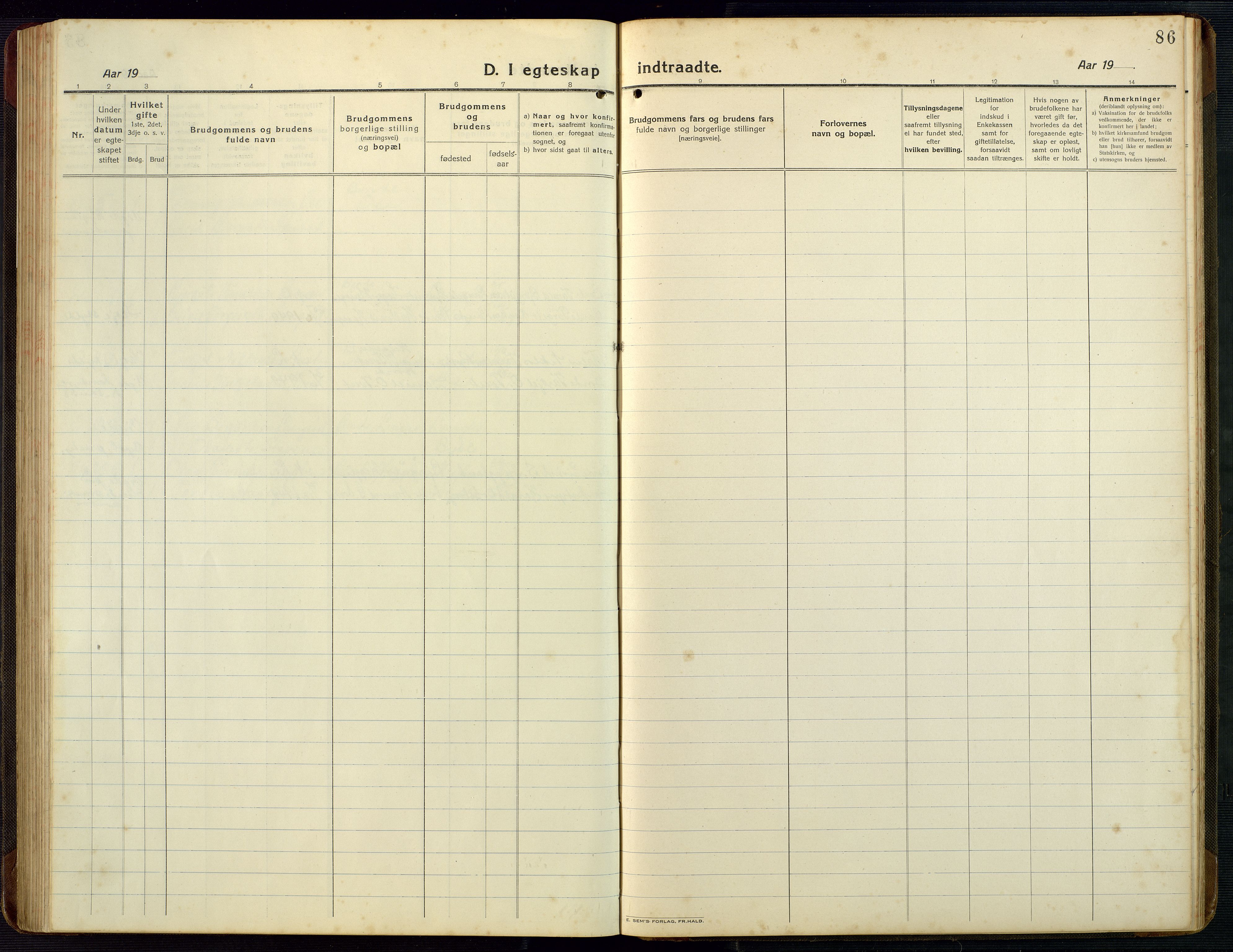 Bygland sokneprestkontor, SAK/1111-0006/F/Fb/Fba/L0003: Parish register (copy) no. B 3, 1920-1974, p. 86