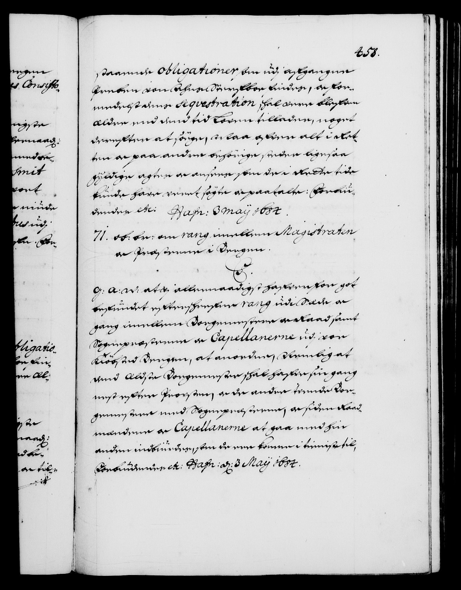 Danske Kanselli 1572-1799, RA/EA-3023/F/Fc/Fca/Fcaa/L0013: Norske registre (mikrofilm), 1681-1684, p. 458a