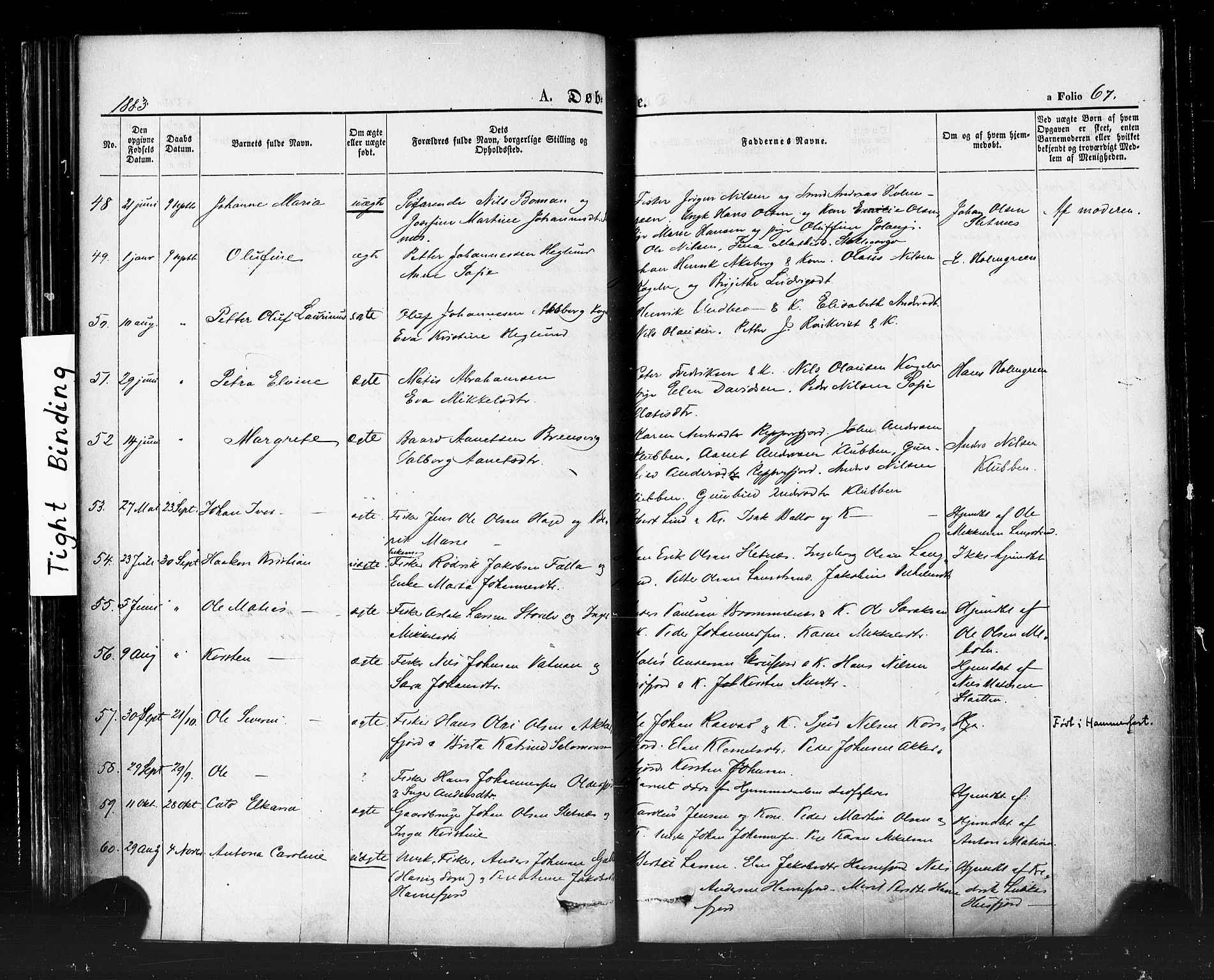 Hammerfest sokneprestkontor, AV/SATØ-S-1347/H/Ha/L0007.kirke: Parish register (official) no. 7, 1869-1884, p. 67