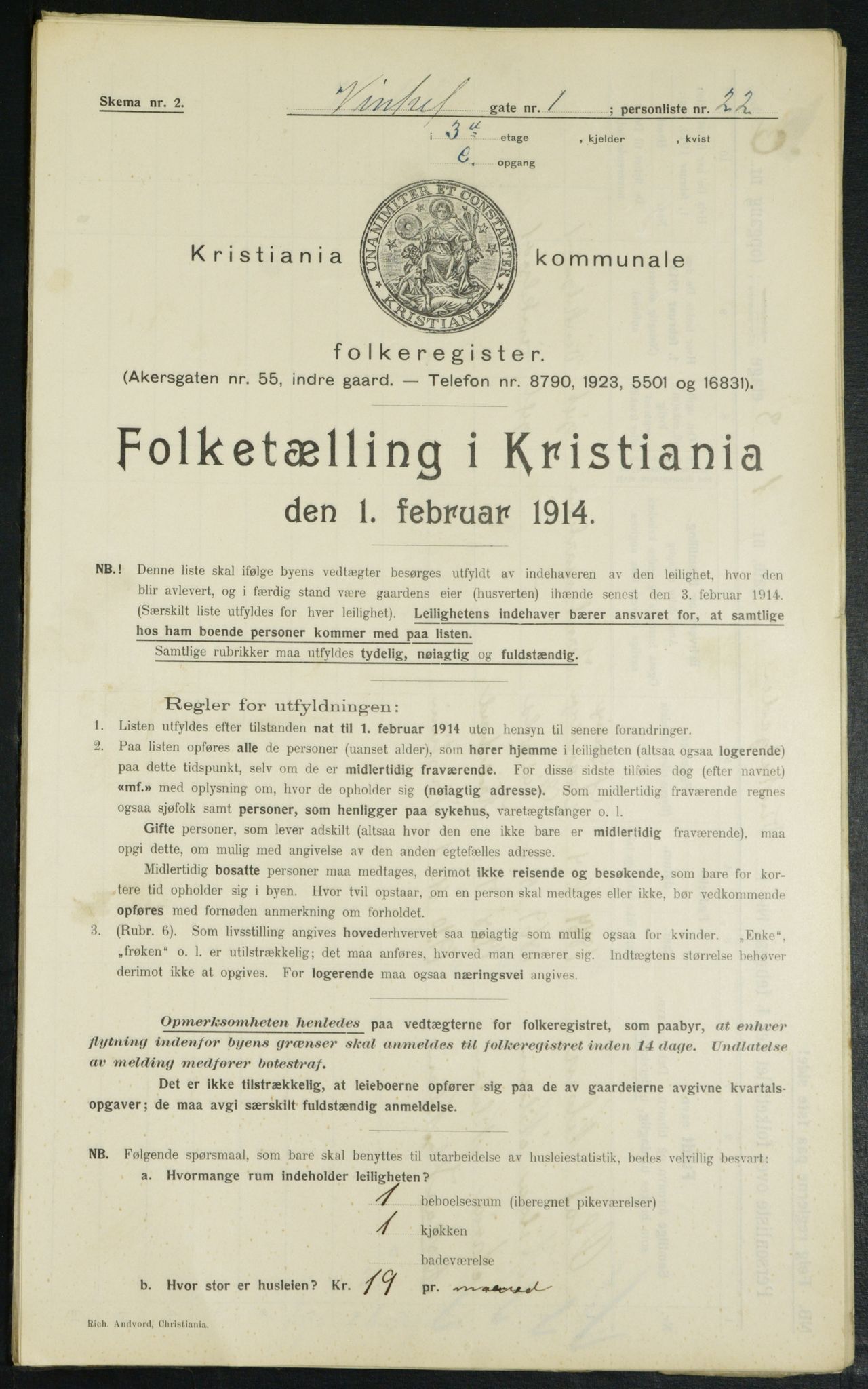 OBA, Municipal Census 1914 for Kristiania, 1914, p. 124804