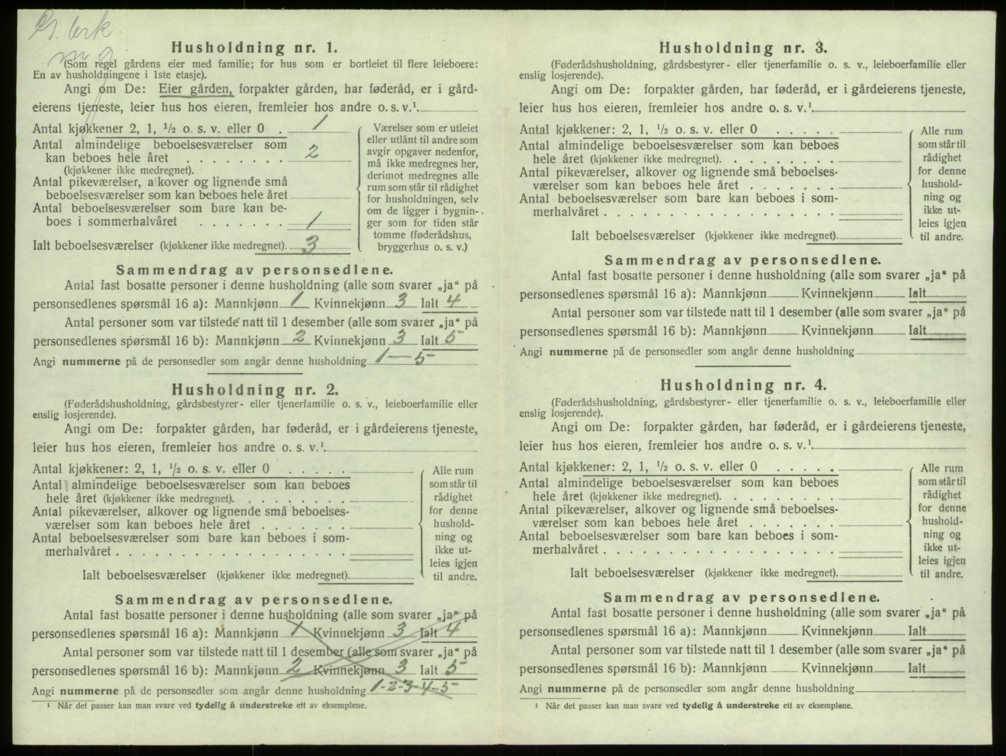 SAB, 1920 census for Selje, 1920, p. 454