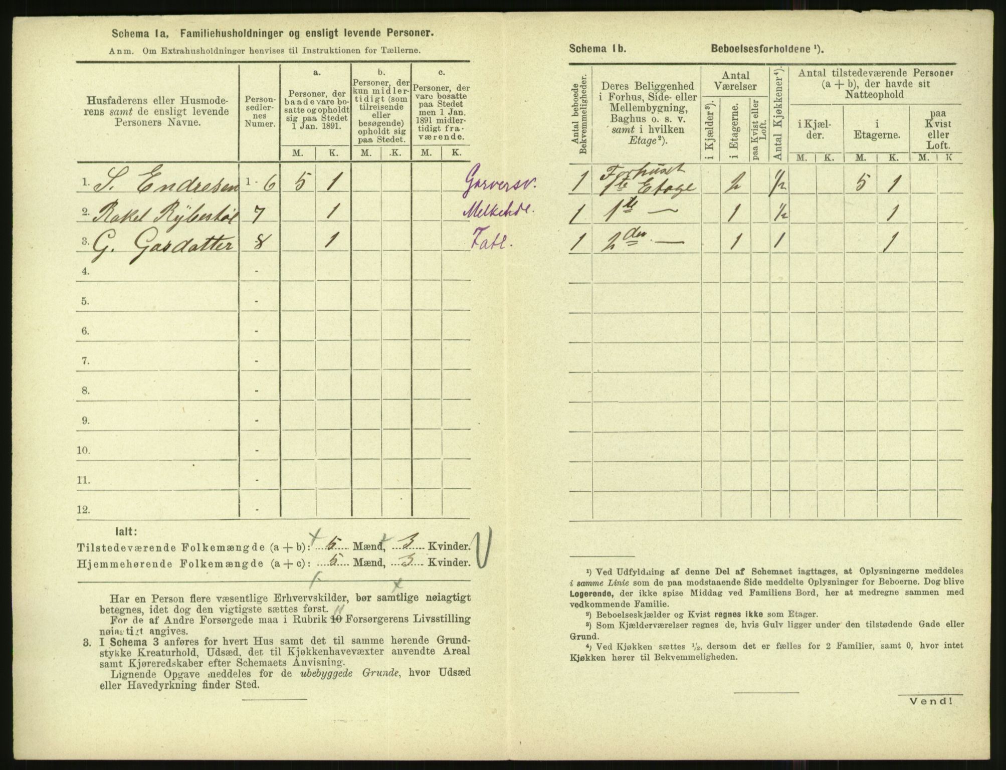 RA, 1891 census for 1001 Kristiansand, 1891, p. 1511