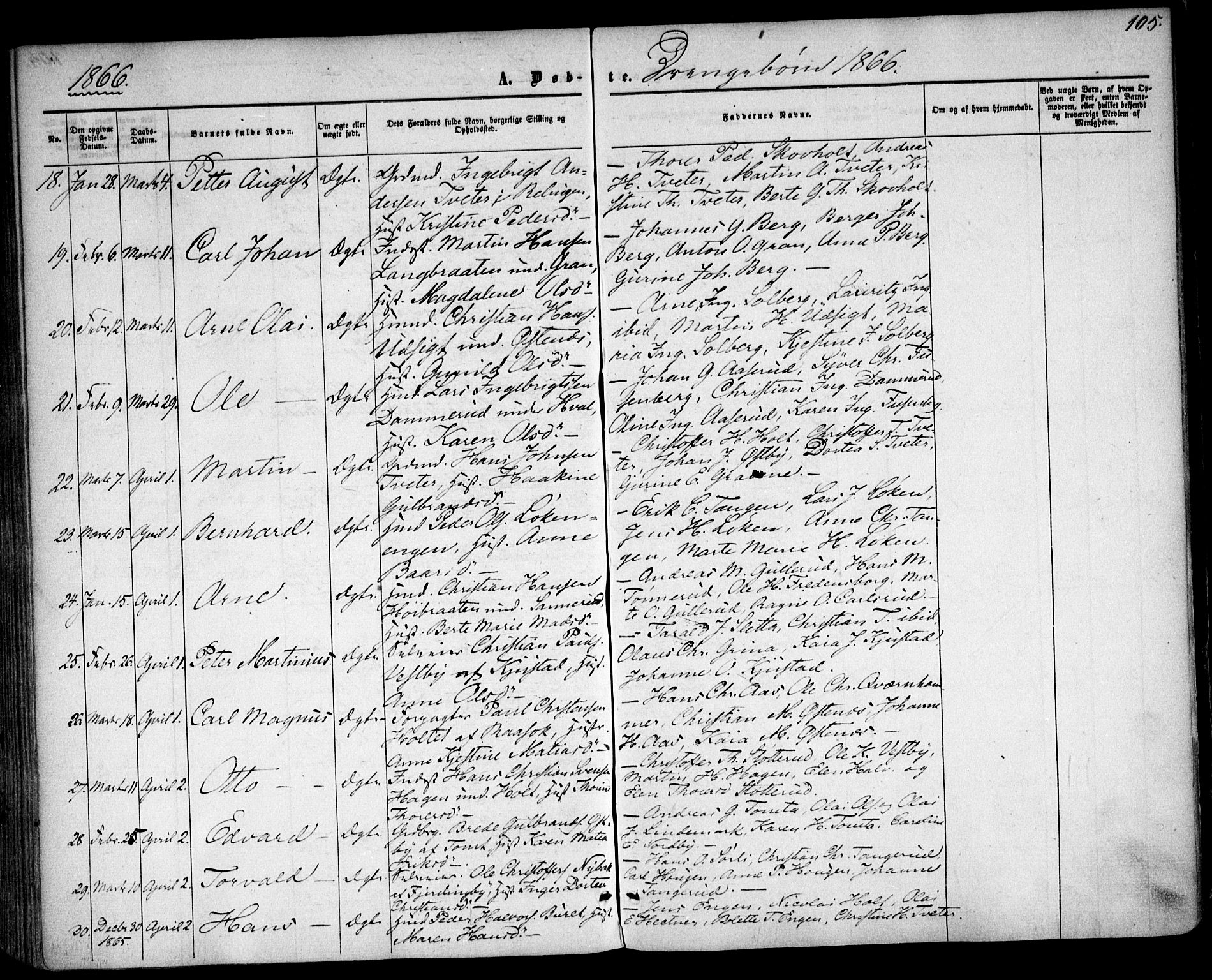 Fet prestekontor Kirkebøker, SAO/A-10370a/F/Fa/L0011: Parish register (official) no. I 11, 1857-1866, p. 105