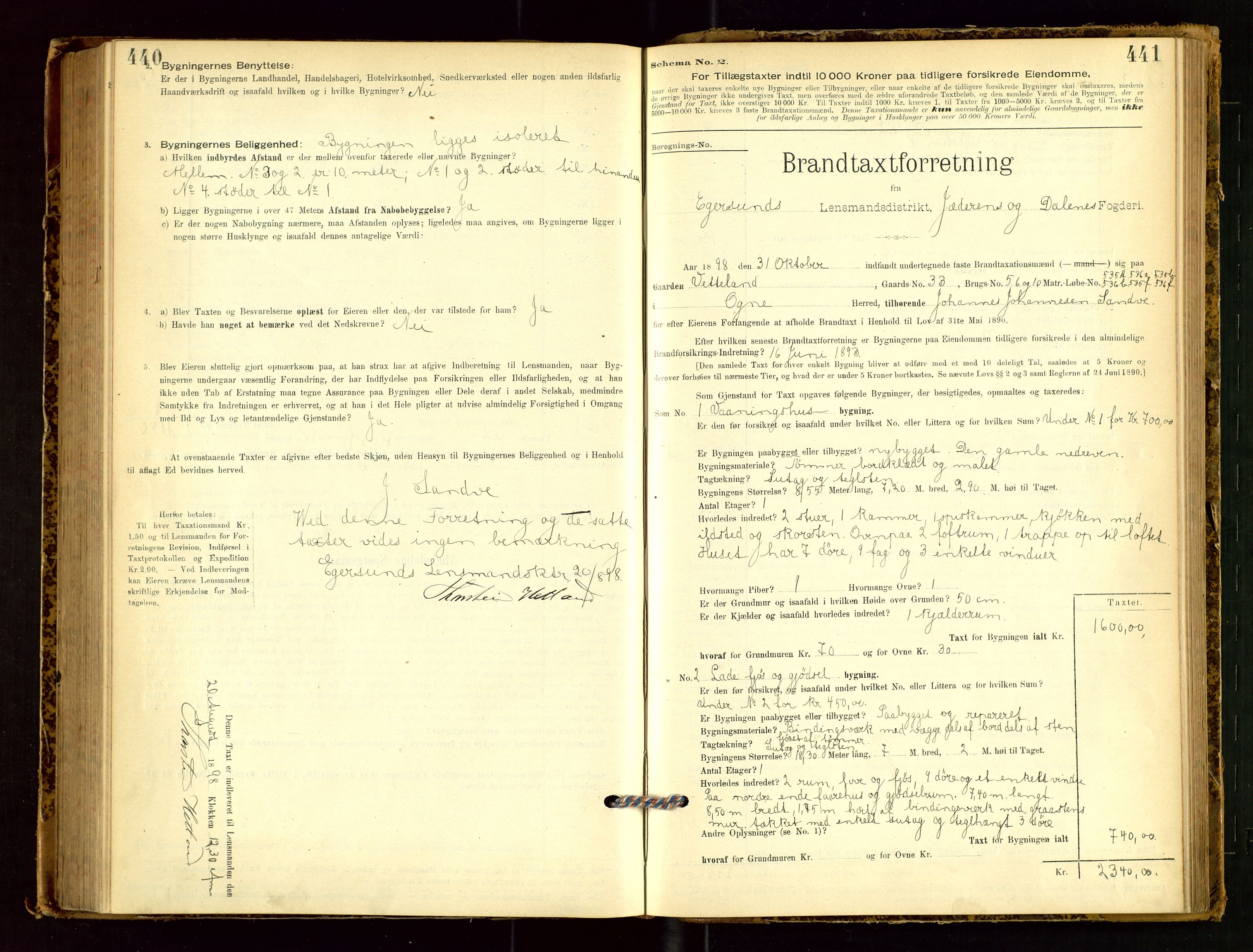 Eigersund lensmannskontor, AV/SAST-A-100171/Gob/L0001: Skjemaprotokoll, 1894-1909, p. 440-441