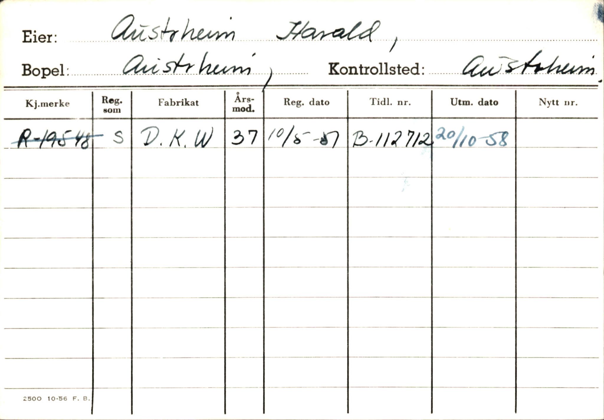 Statens vegvesen, Hordaland vegkontor, AV/SAB-A-5201/2/Ha/L0003: R-eierkort A-B, 1920-1971, p. 57