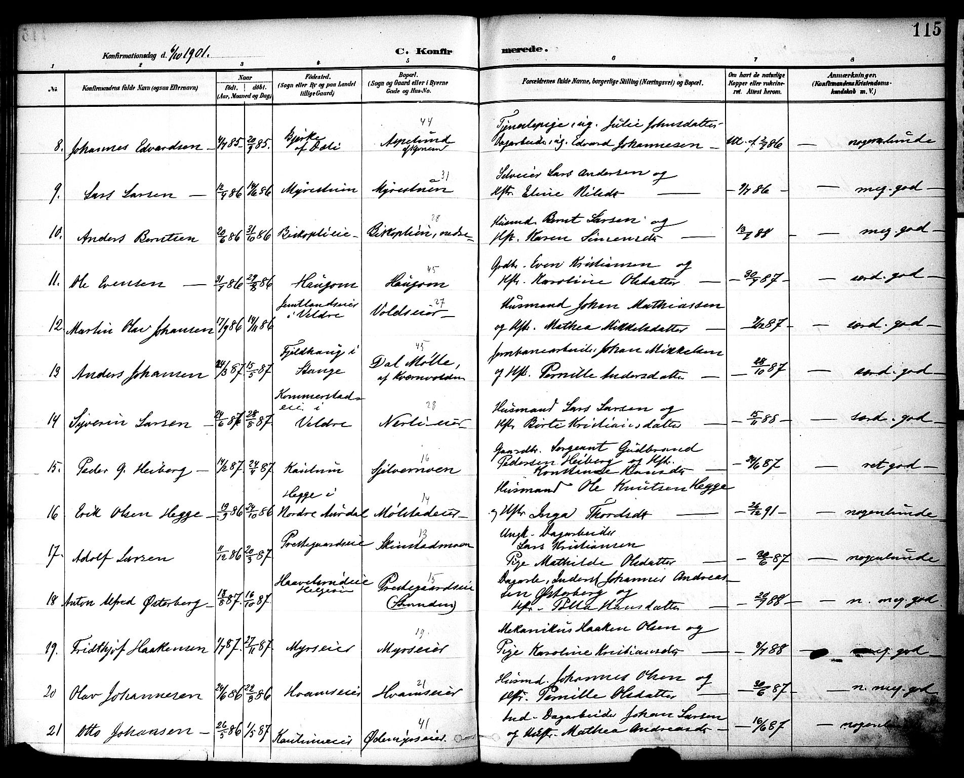 Nes prestekontor, Hedmark, AV/SAH-PREST-020/K/Ka/L0010: Parish register (official) no. 10, 1887-1905, p. 115