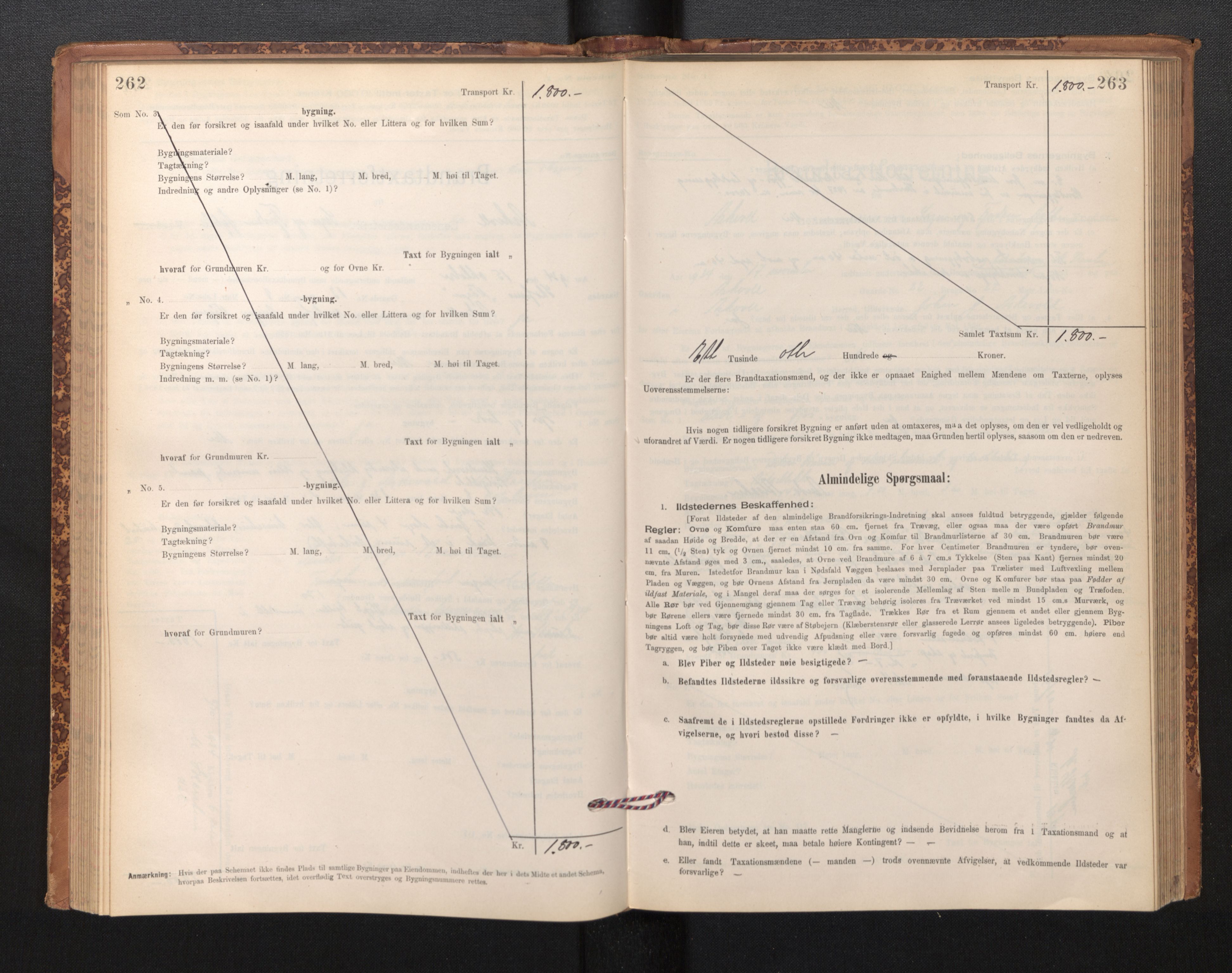 Lensmannen i Askvoll, SAB/A-26301/0012/L0004: Branntakstprotokoll, skjematakst og liste over branntakstmenn, 1895-1932, p. 262-263