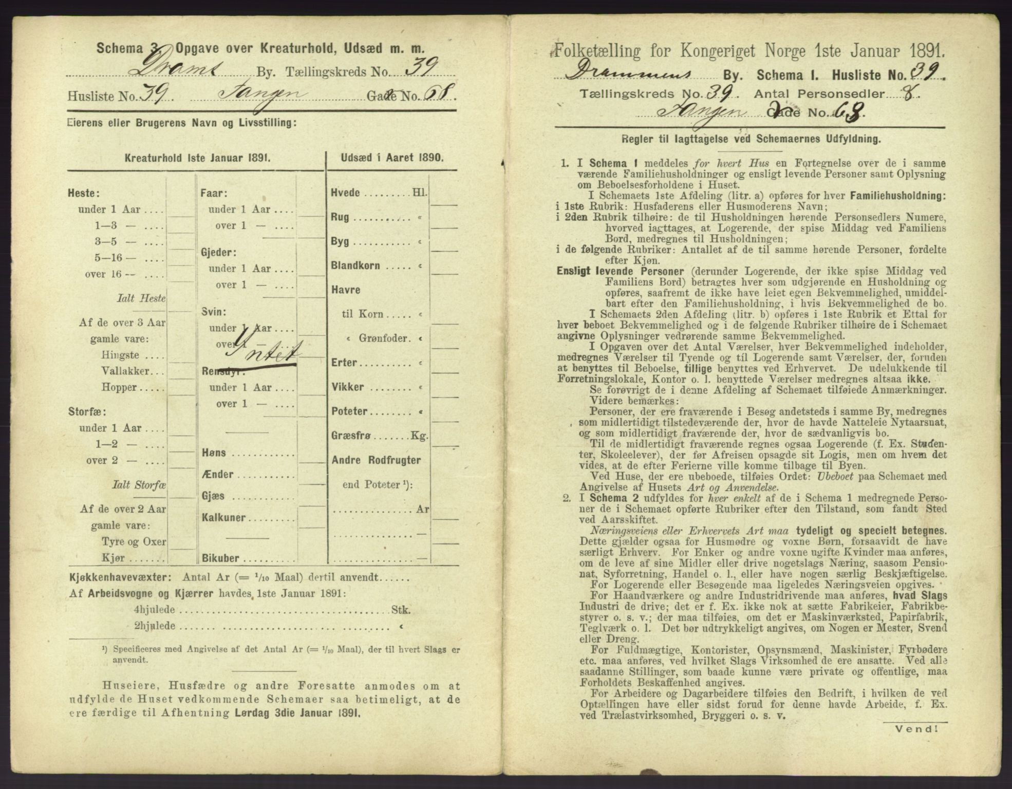 RA, 1891 census for 0602 Drammen, 1891, p. 3555