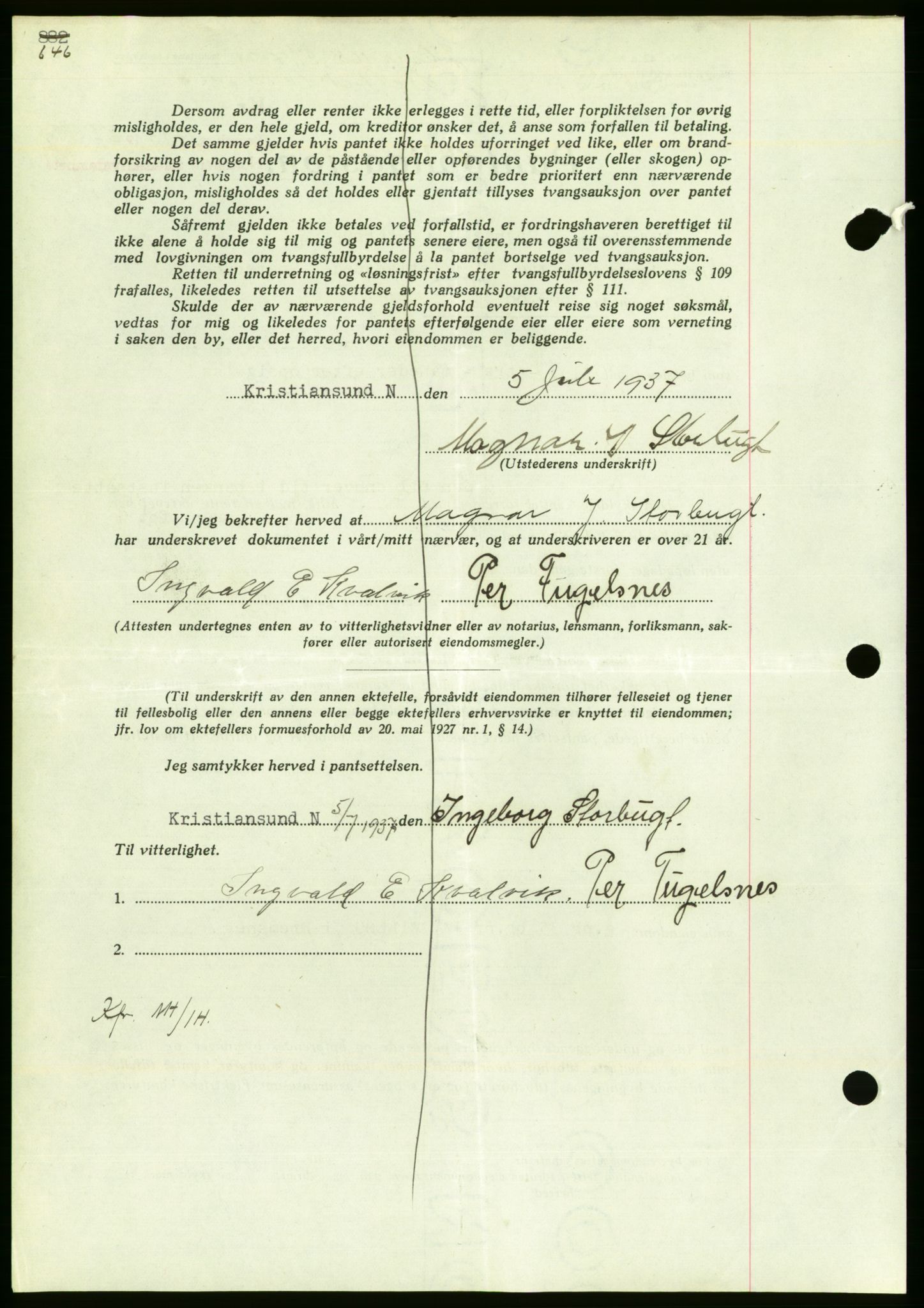 Nordmøre sorenskriveri, AV/SAT-A-4132/1/2/2Ca/L0091: Mortgage book no. B81, 1937-1937, Diary no: : 1773/1937