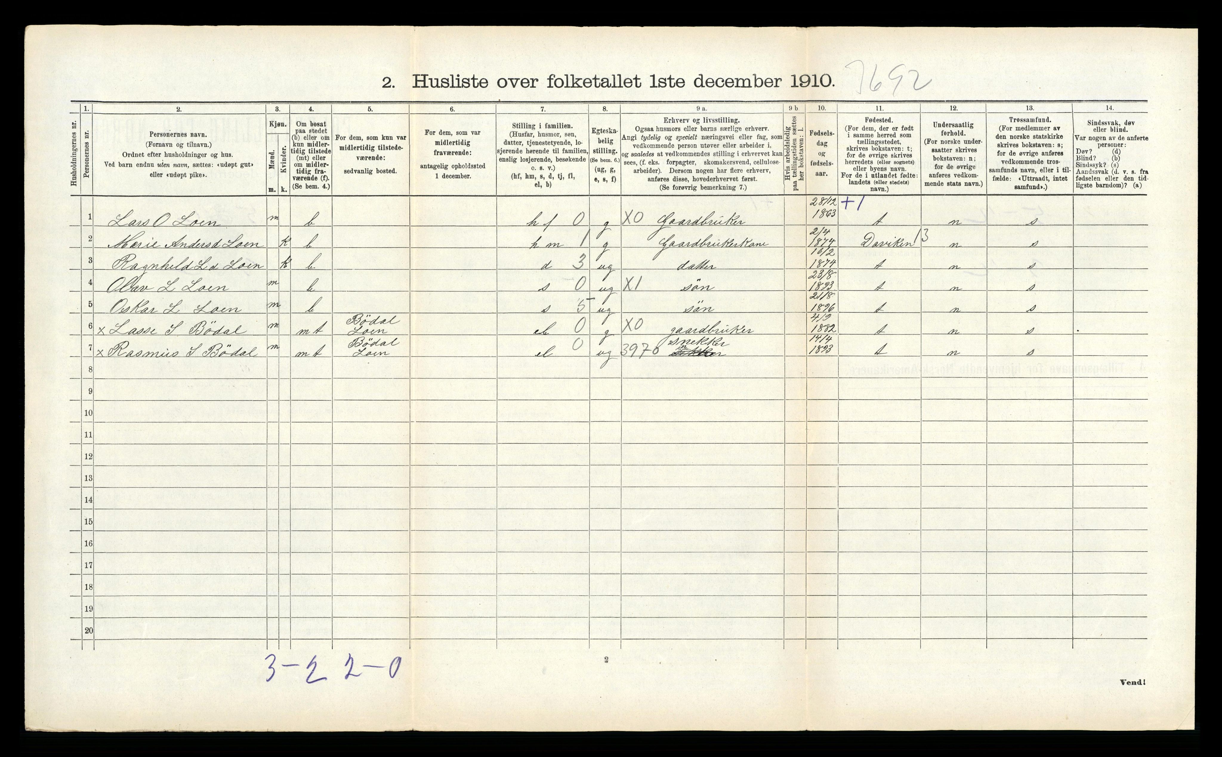 RA, 1910 census for Stryn, 1910, p. 784