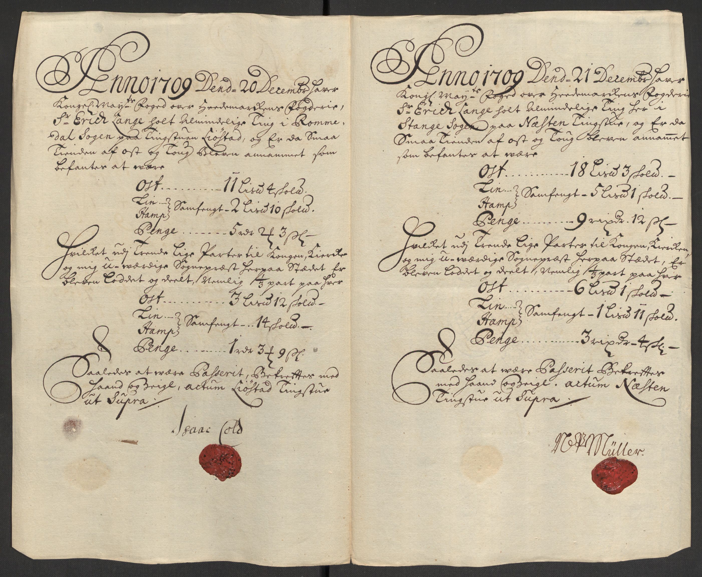 Rentekammeret inntil 1814, Reviderte regnskaper, Fogderegnskap, AV/RA-EA-4092/R16/L1045: Fogderegnskap Hedmark, 1709, p. 64