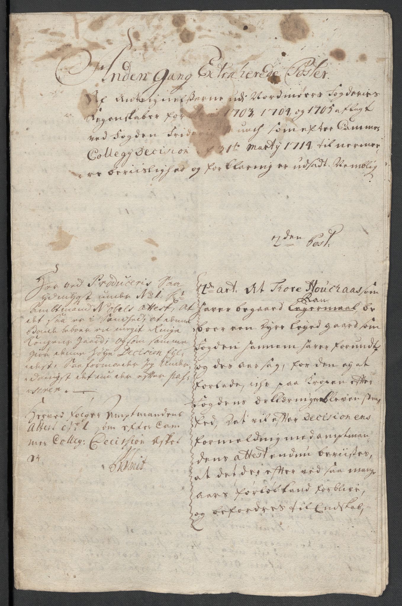 Rentekammeret inntil 1814, Reviderte regnskaper, Fogderegnskap, RA/EA-4092/R56/L3741: Fogderegnskap Nordmøre, 1705, p. 291