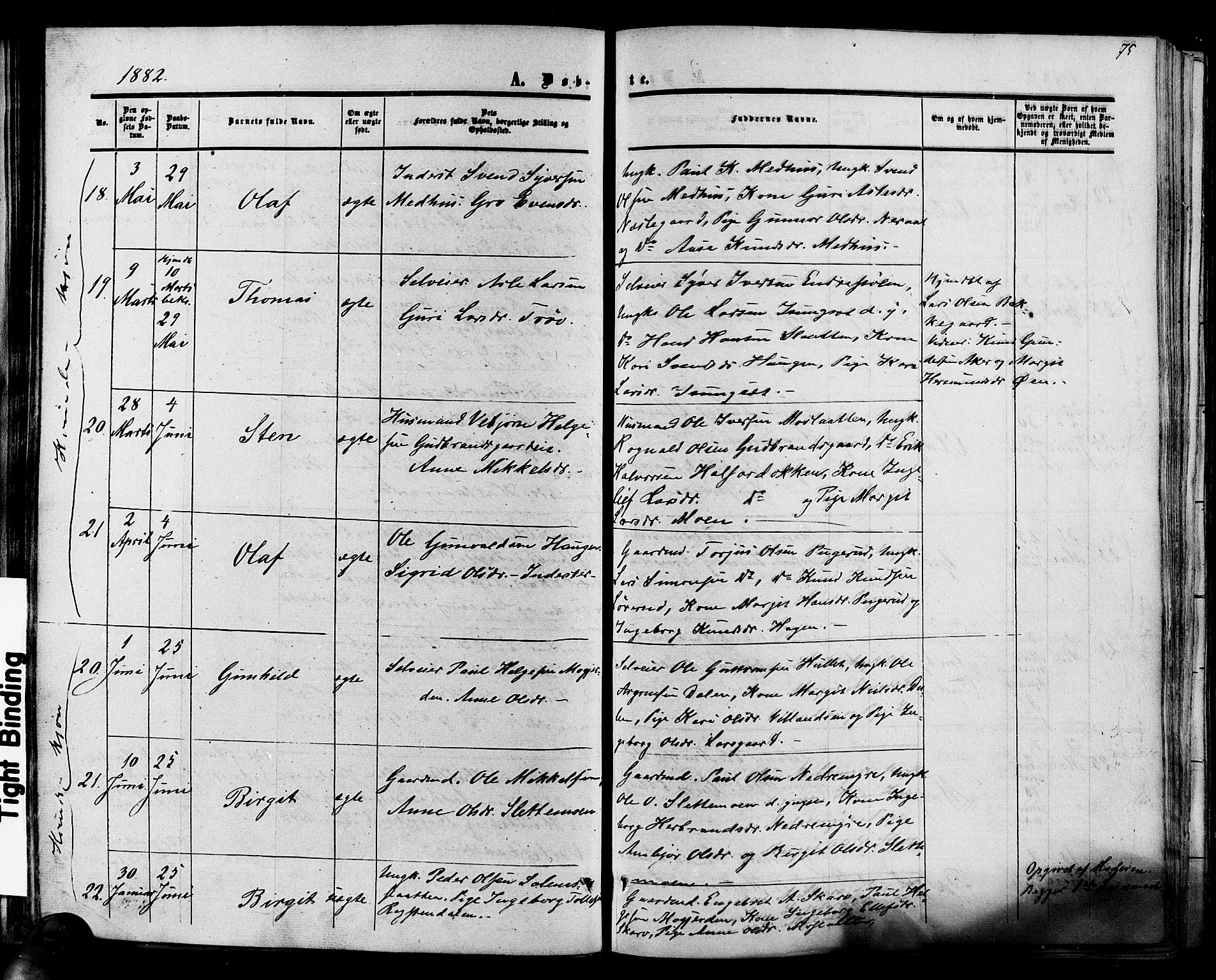 Hol kirkebøker, SAKO/A-227/F/Fa/L0002: Parish register (official) no. I 2, 1870-1886, p. 75