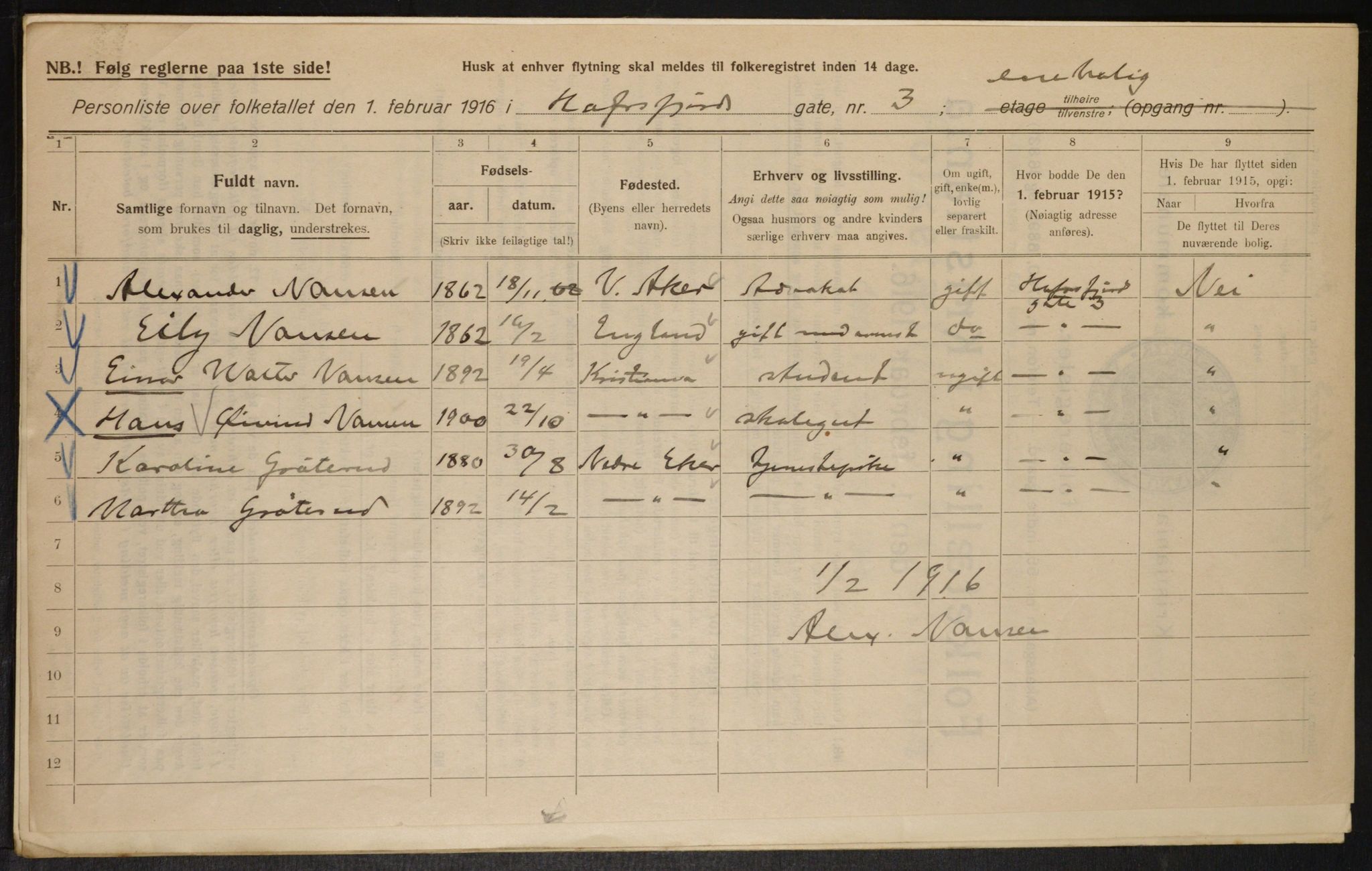 OBA, Municipal Census 1916 for Kristiania, 1916, p. 33855