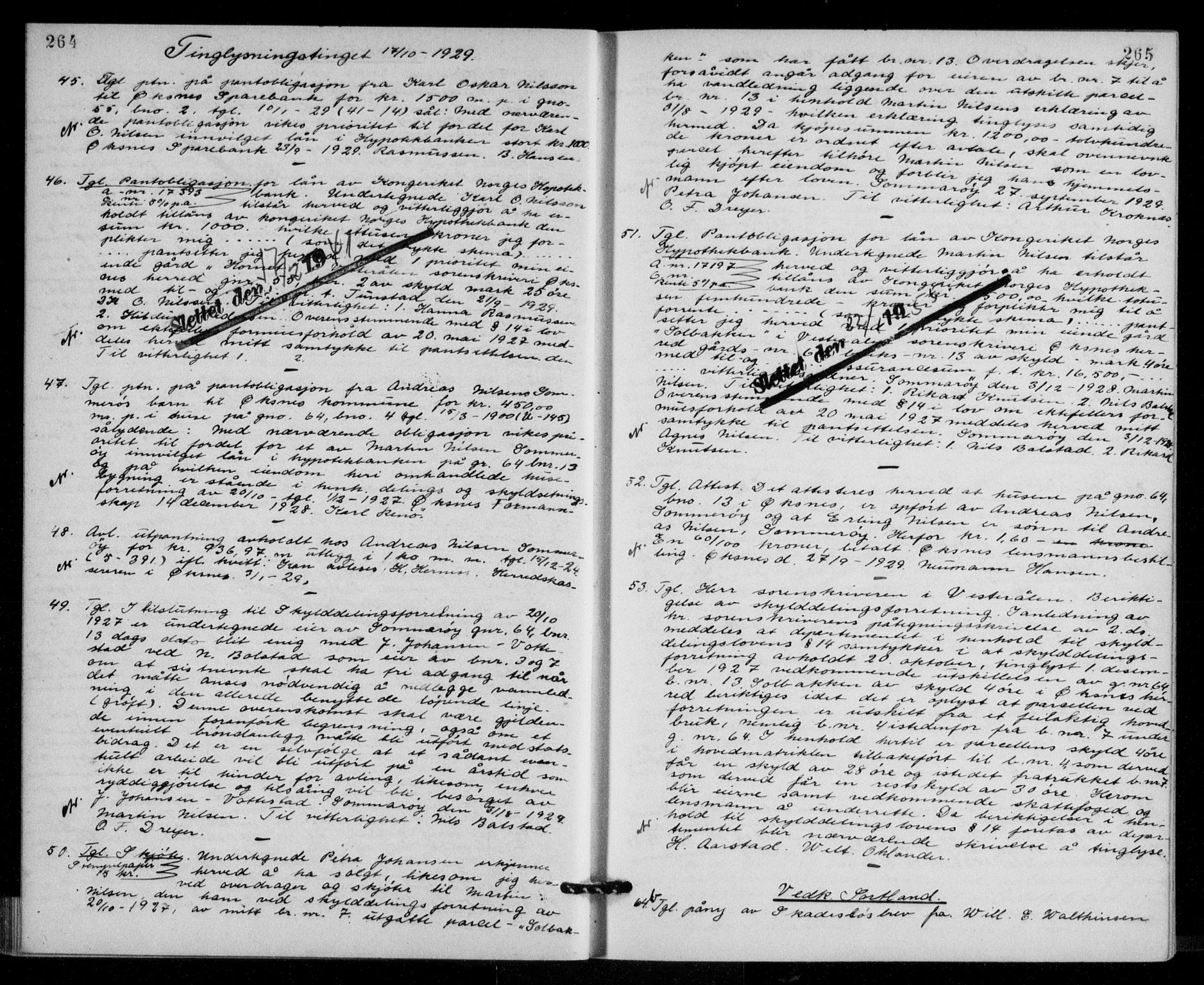 Vesterålen sorenskriveri, SAT/A-4180/1/2/2Ca/L0048: Mortgage book no. 41, 1928-1932, Deed date: 17.10.1929