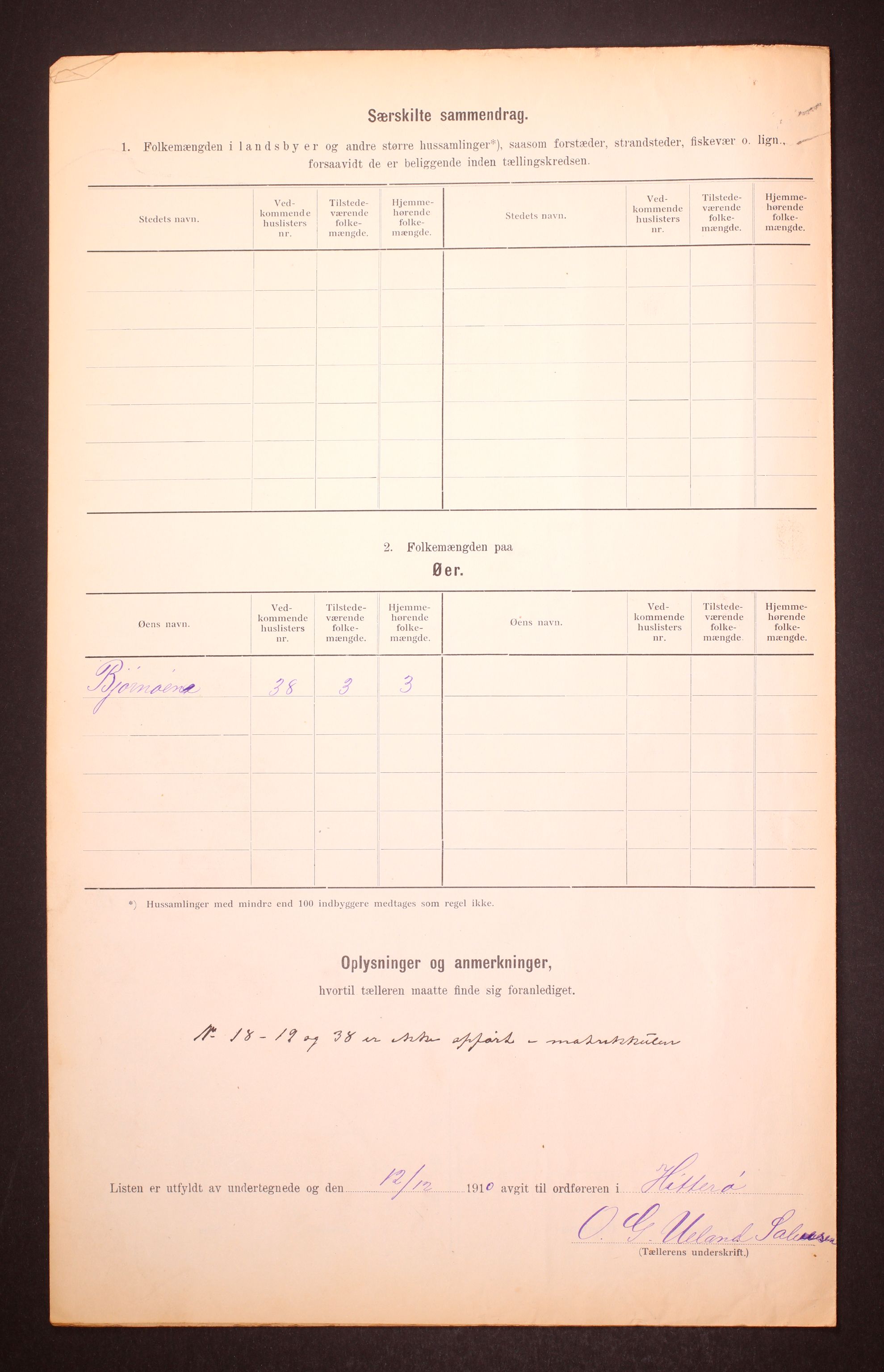 RA, 1910 census for Hidra, 1910, p. 15