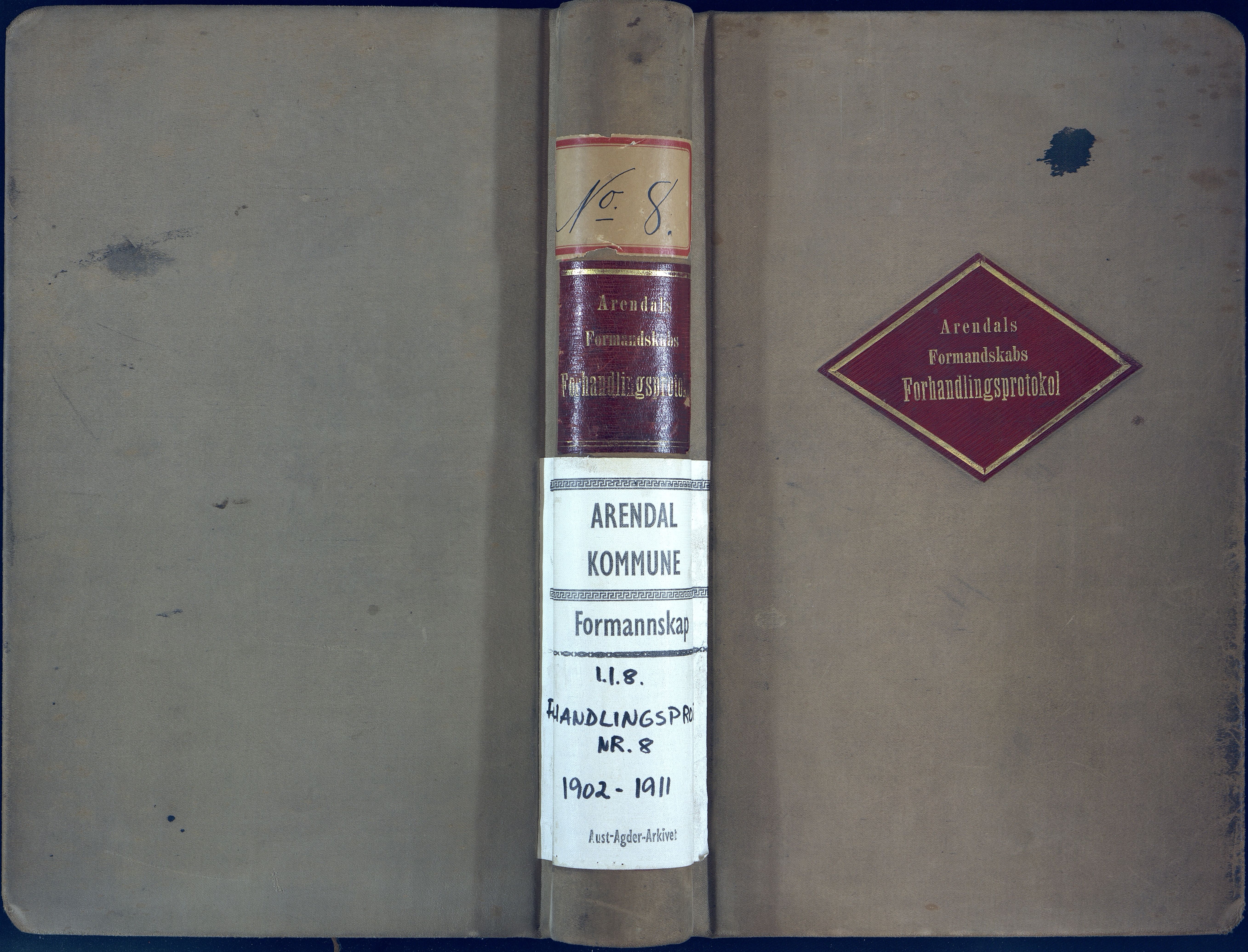 Arendal kommune, Katalog I, AAMA/KA0906-PK-I/01/L0008: Forhandlingsprotokoll nr. 8, 1902-1911