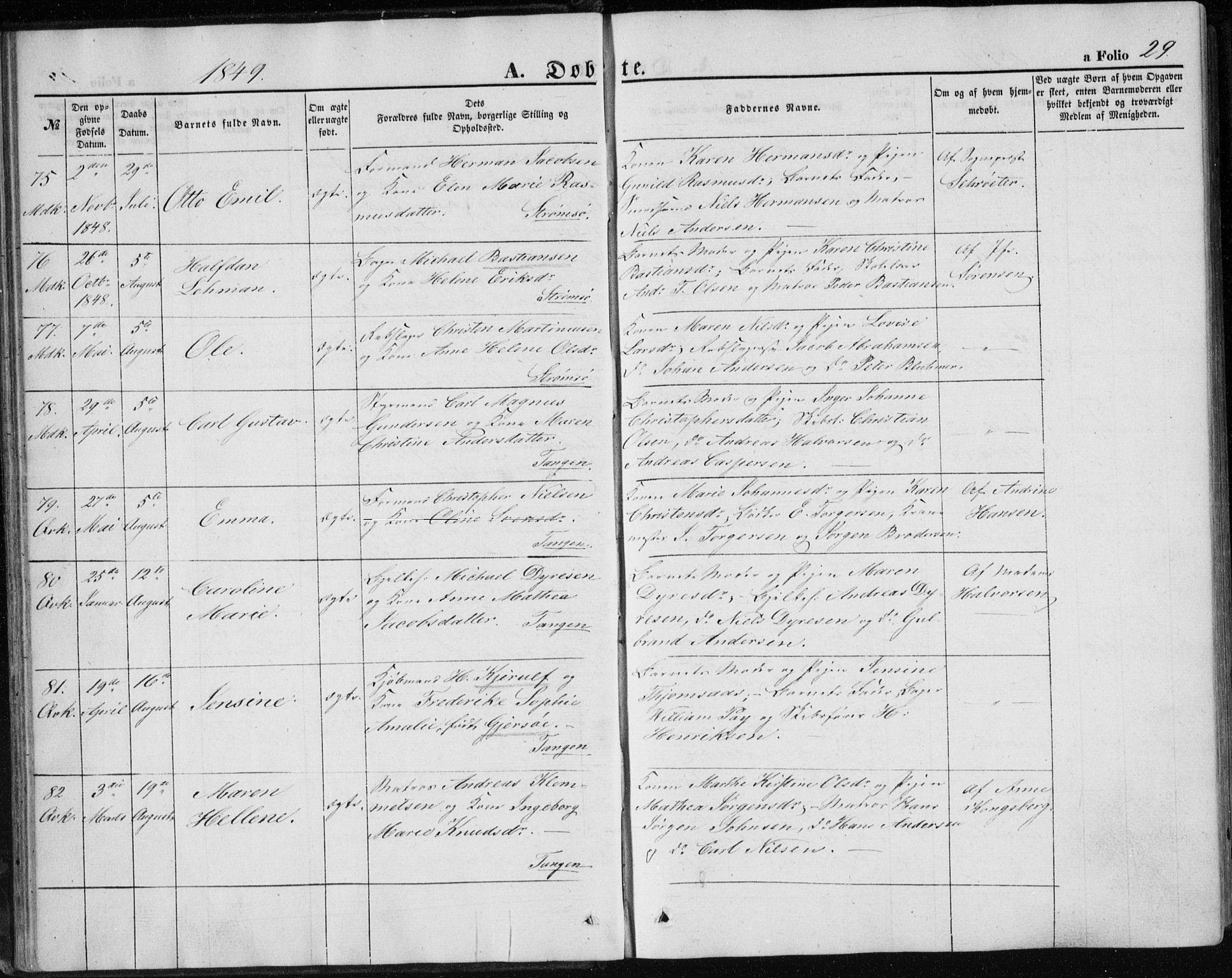 Strømsø kirkebøker, AV/SAKO-A-246/F/Fa/L0014: Parish register (official) no. I 14, 1848-1858, p. 29