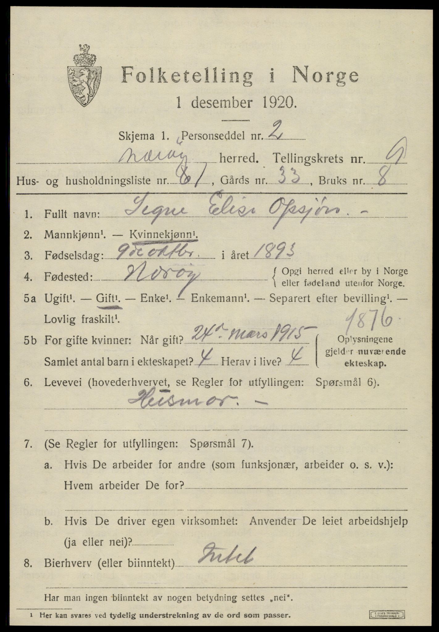 SAT, 1920 census for Nærøy, 1920, p. 4735