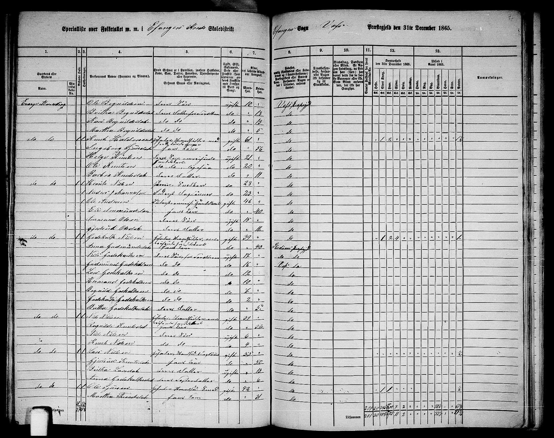 RA, 1865 census for Voss, 1865, p. 401