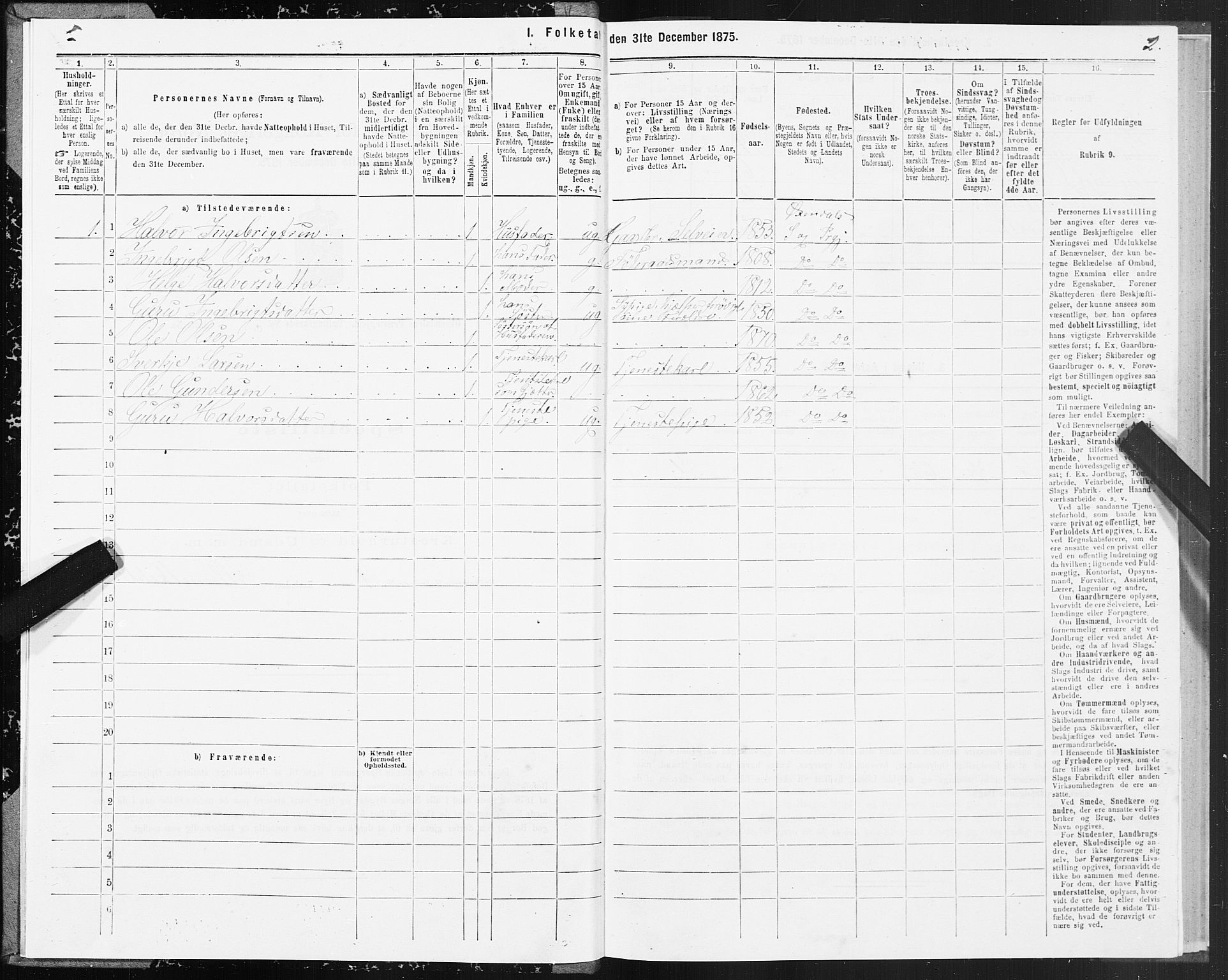 SAT, 1875 census for 1561P Øksendal, 1875, p. 2002