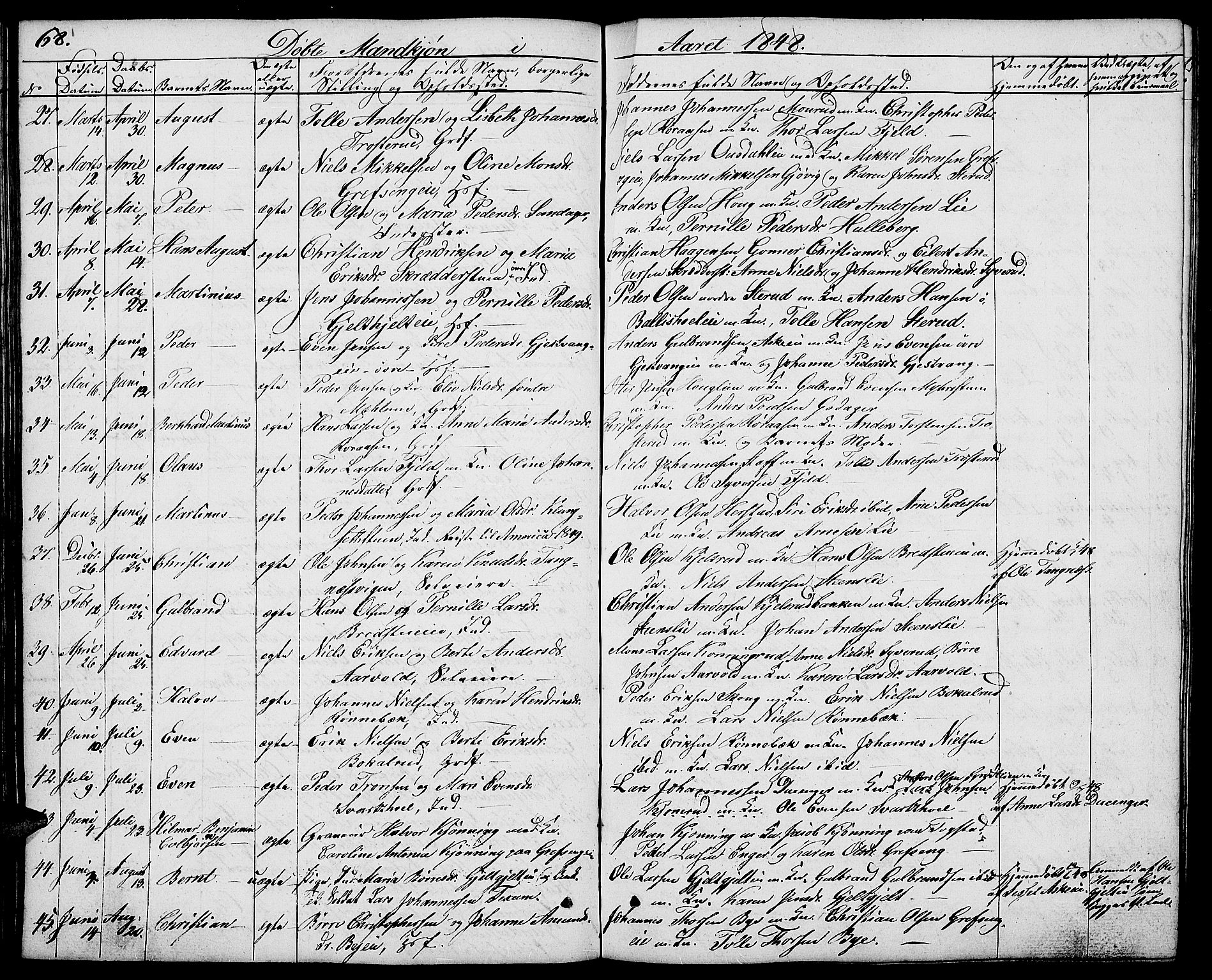 Nes prestekontor, Hedmark, AV/SAH-PREST-020/L/La/L0004: Parish register (copy) no. 4, 1832-1861, p. 68